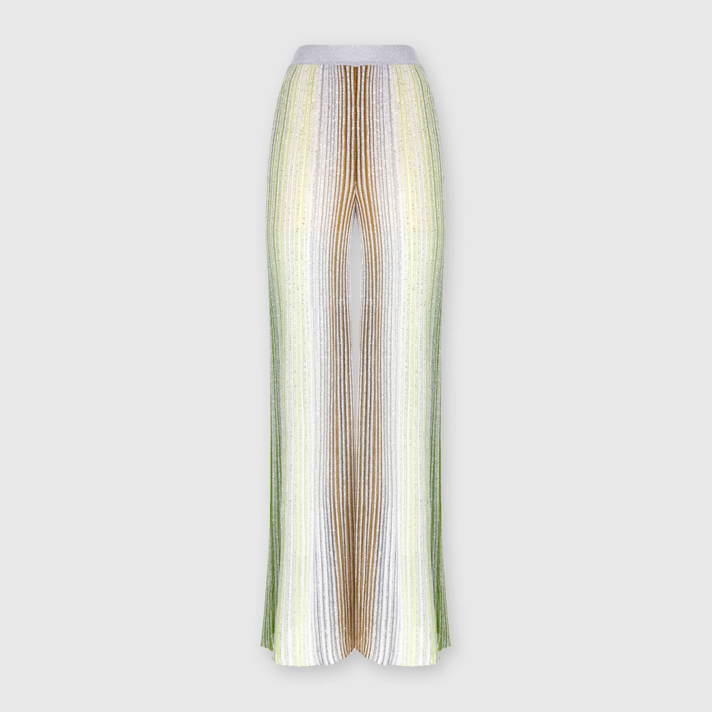 Missoni Women's Spring And Summer Fashion Elegant Colorful Striped Golden Silk Knit Clashing Sleeveless Vest T-shirt Casual Pants Set Suit Ngvp #1758