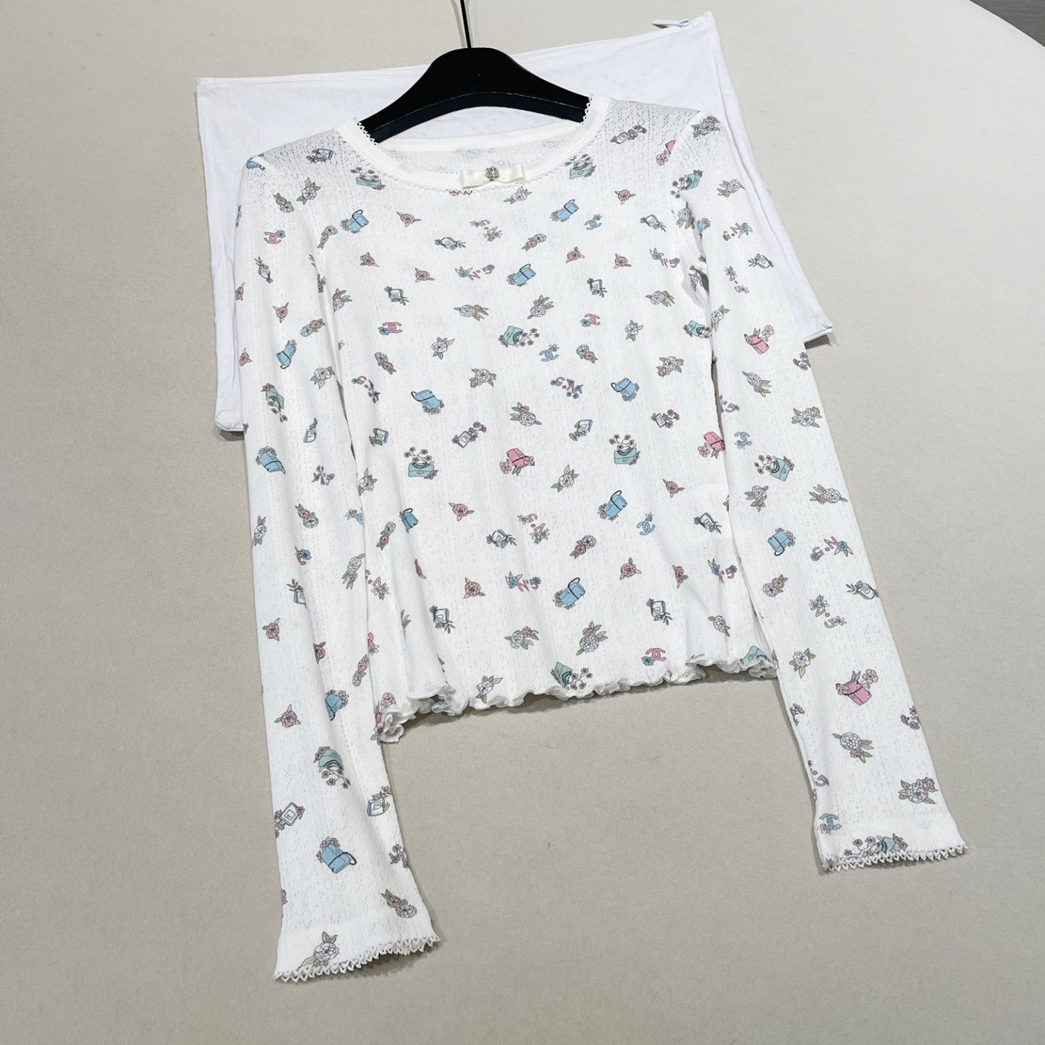 Women's Summer Floral Pattern Printing Solid Color Round Neck Short Sleeve T-Shirt Long Sleeve T-Shirt Two Piece Set #75783