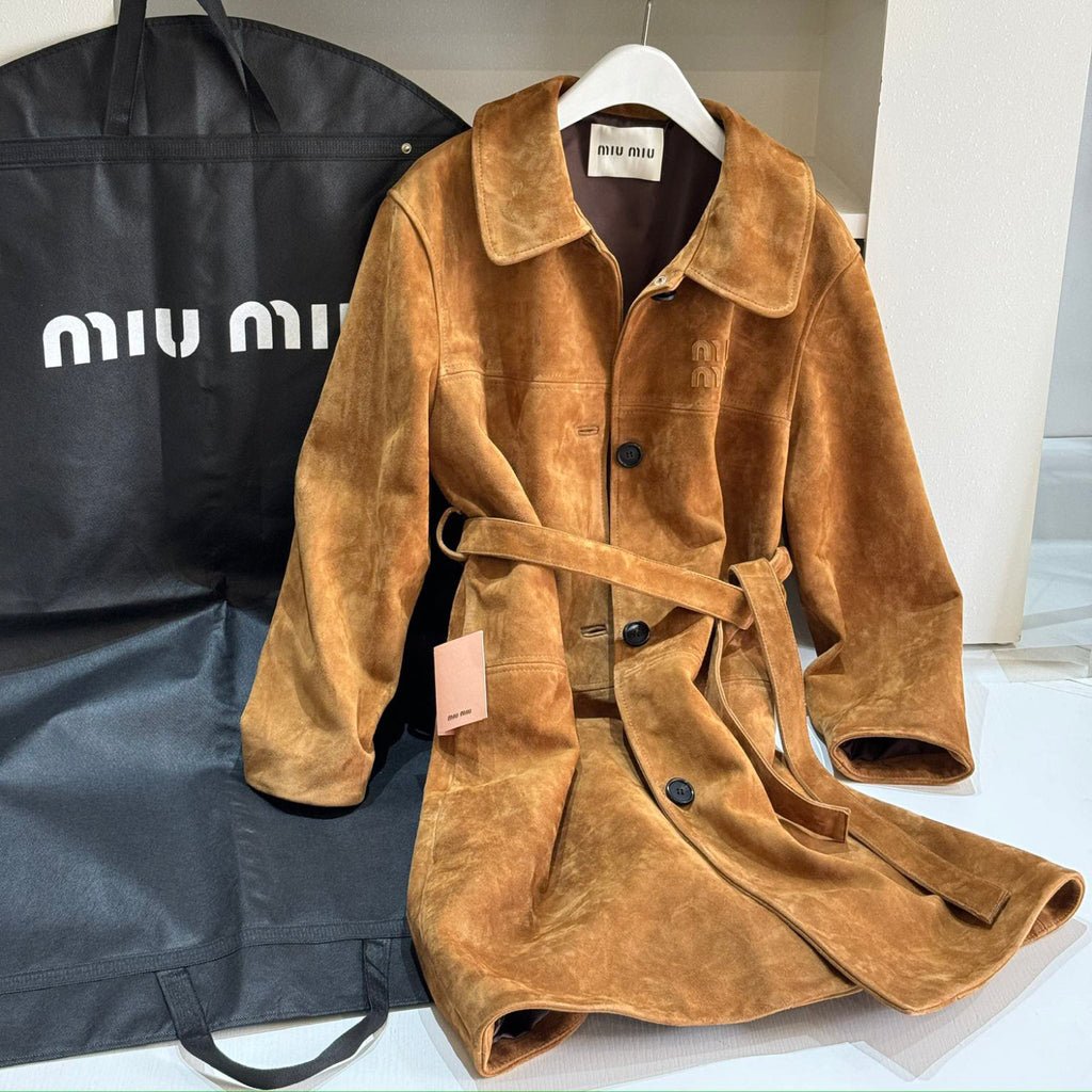 Women's Solid Color Logo Lapel Suede Single Breasted Pants Coat Jacket #72796