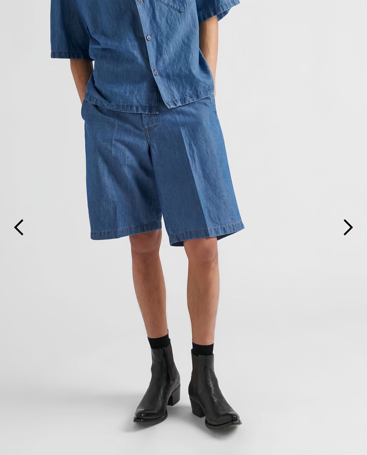 Men's Summer Blue Lapel Single Breasted Short Sleeve Denim Shirt Jacket Shorts Set Suit #98554