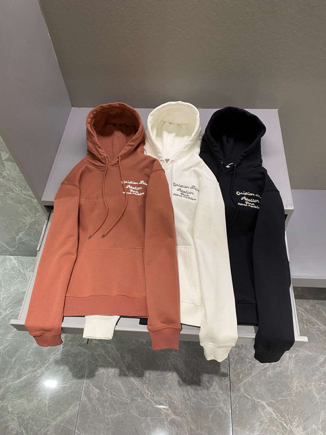 Men's Autumn and Winter Solid Colour Embroidered Logo Pullover Thickened Hooded Sweatshirt #97852