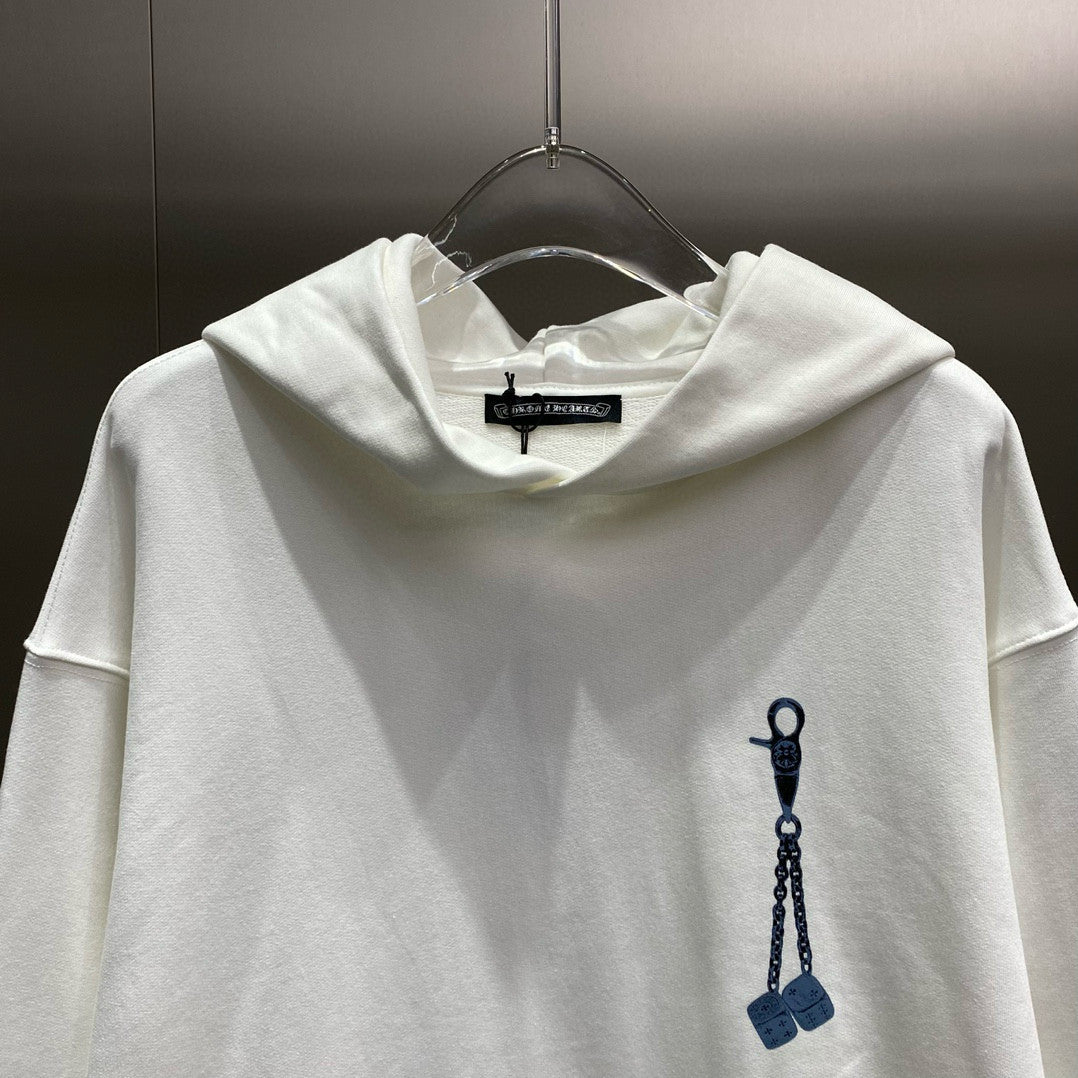 Men's and Women's Spring and Fall White Cotton Hooded Sweatshirt Pullover #98414