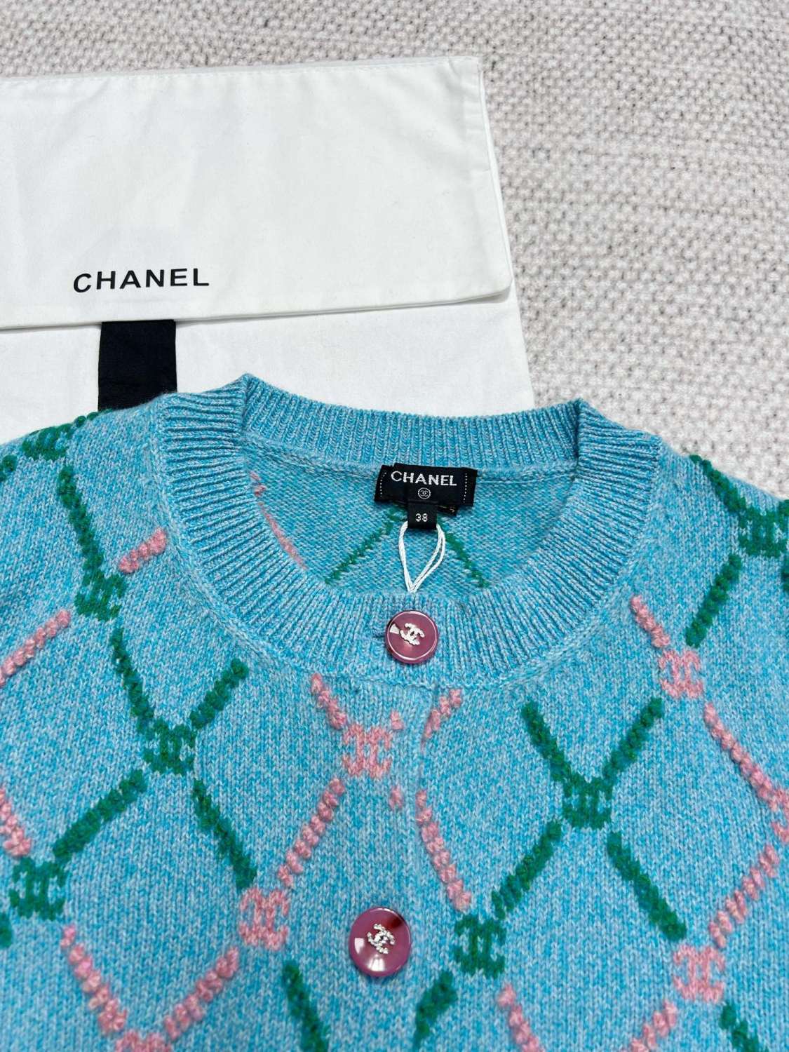 Women's Spring And Fall Shirt Logo Jacquard Letters Single-breasted Wool Knit Sweater Jacket #73326