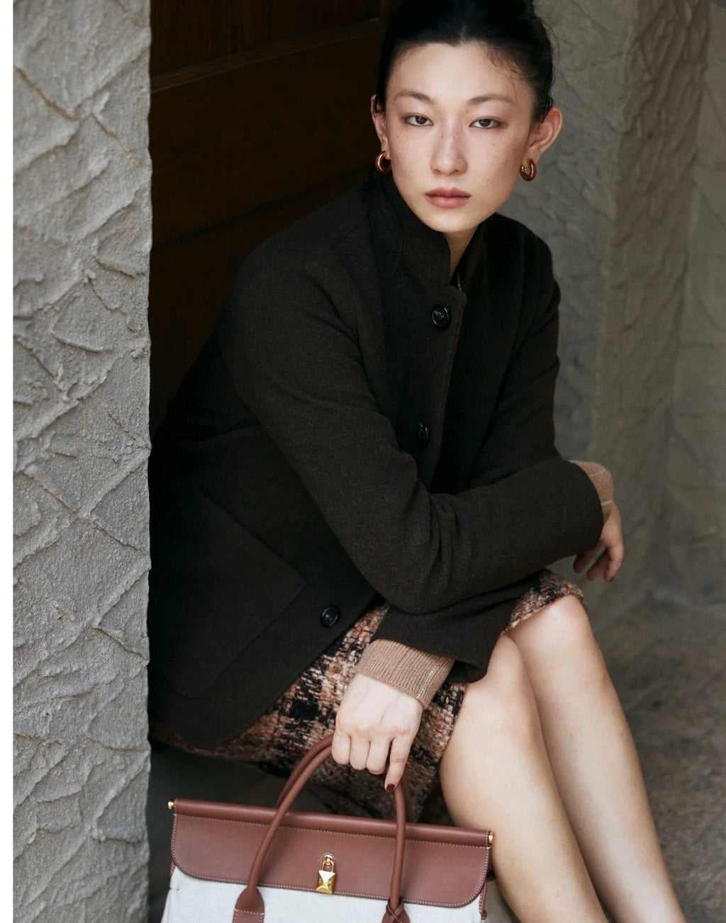 Women's Fall And Winter Retro Collar Single-breasted Wool Suit Fashion Casual Jacket  Ngvp #8944