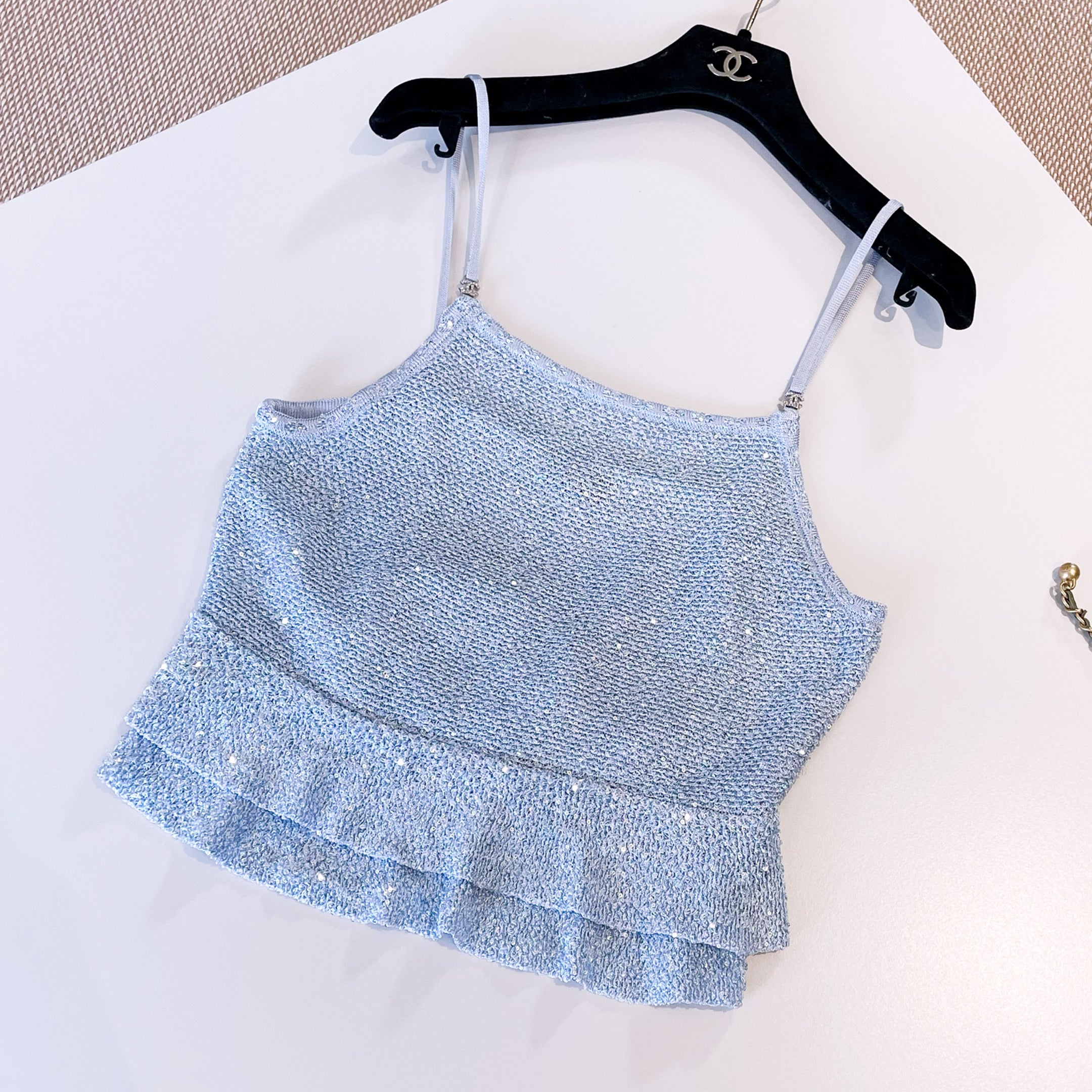 Women's Spring/Summer Sequins Lace Solid Color Casual Camisole Vest Ngvp #1397