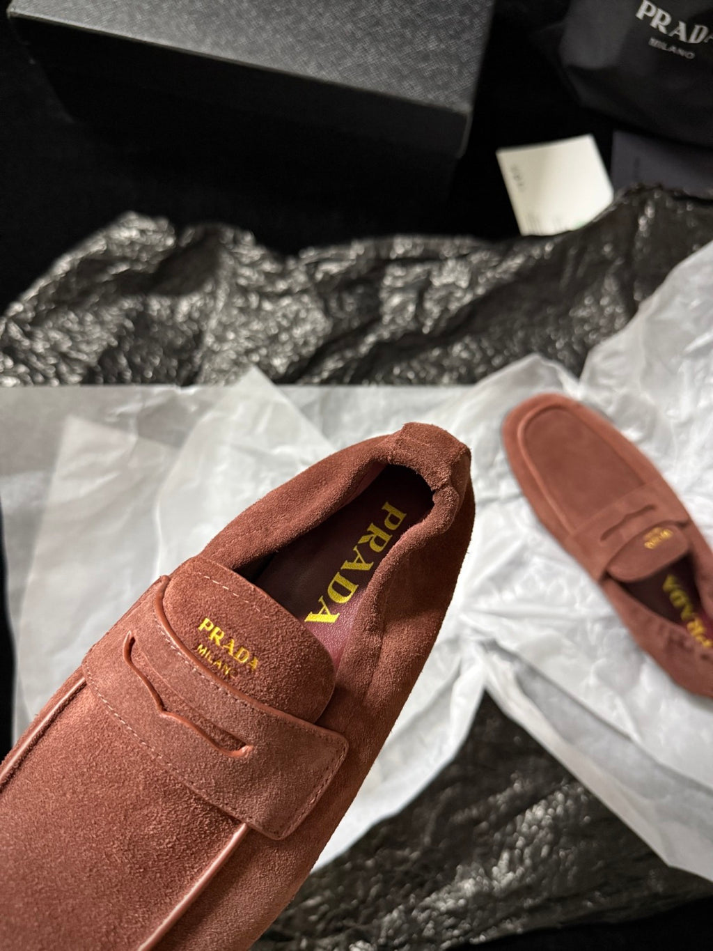 PR Women's Solid Color Round Toe Slip-On Shiny Oiled Leather and Suede Casual Loafers Shoes #77758