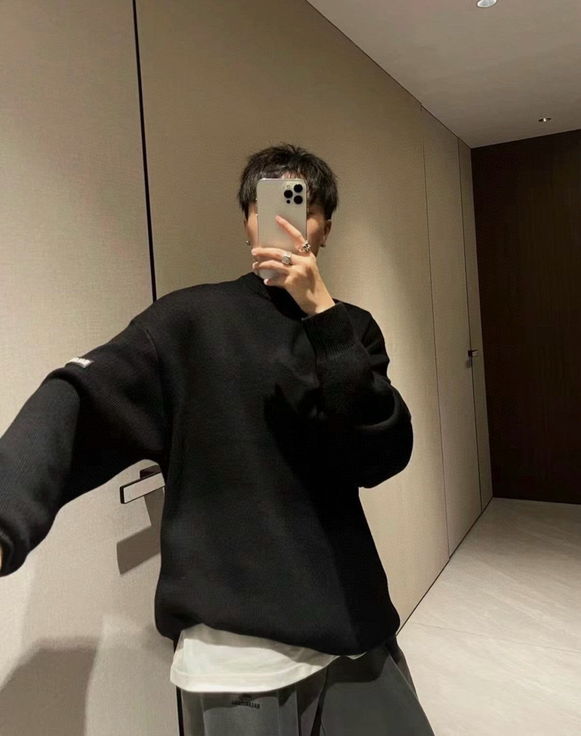 Men's And Women's Spring And Autumn Solid Color Round Neck Long Sleeve Loose Fit Knitted Sweater Pullover #72499