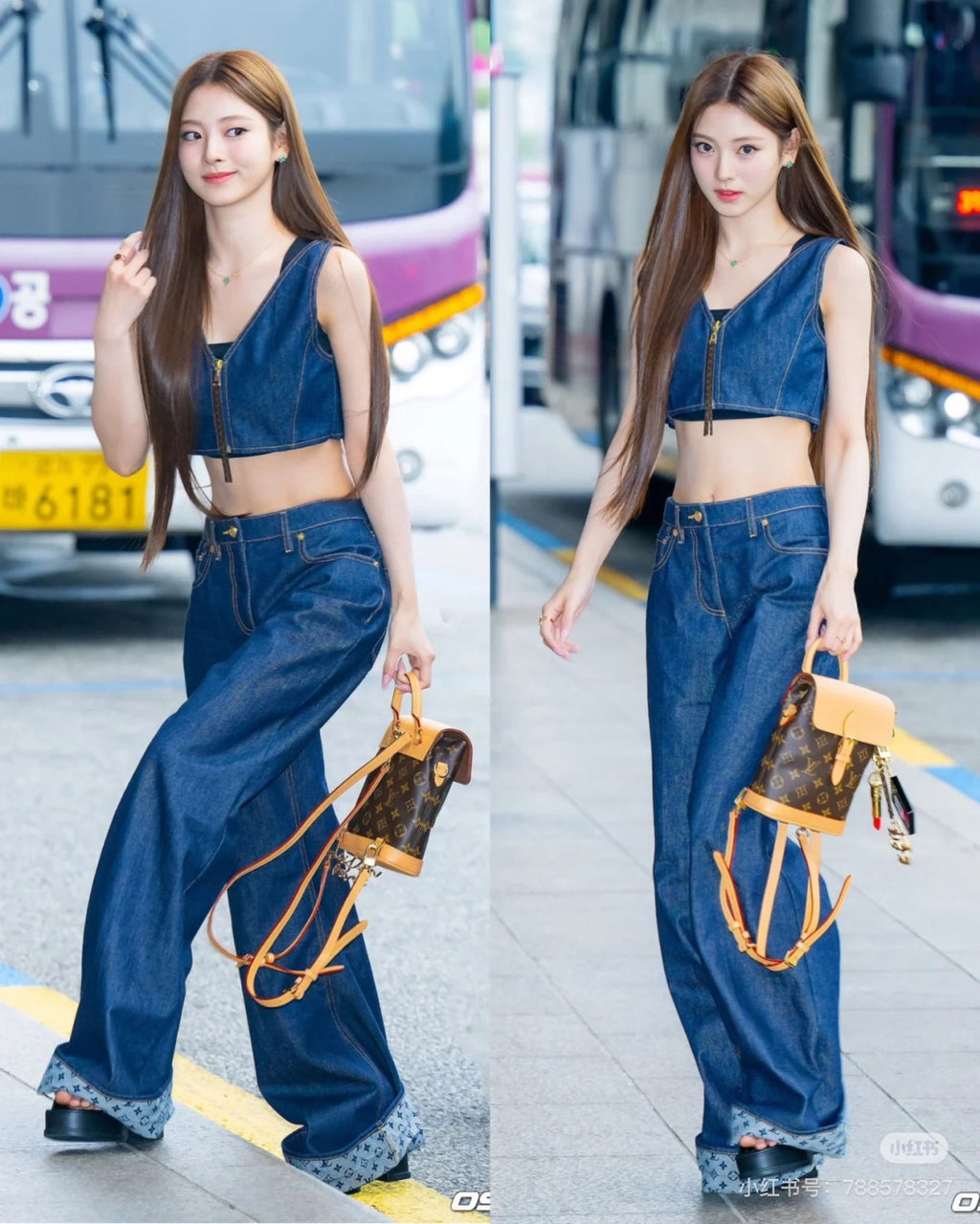 Women's Flap Flare Jeans Four Seasons Solid Color Mid-Waist Pocket Zipper Casual Pants Pants Leg Logo Printing #81345