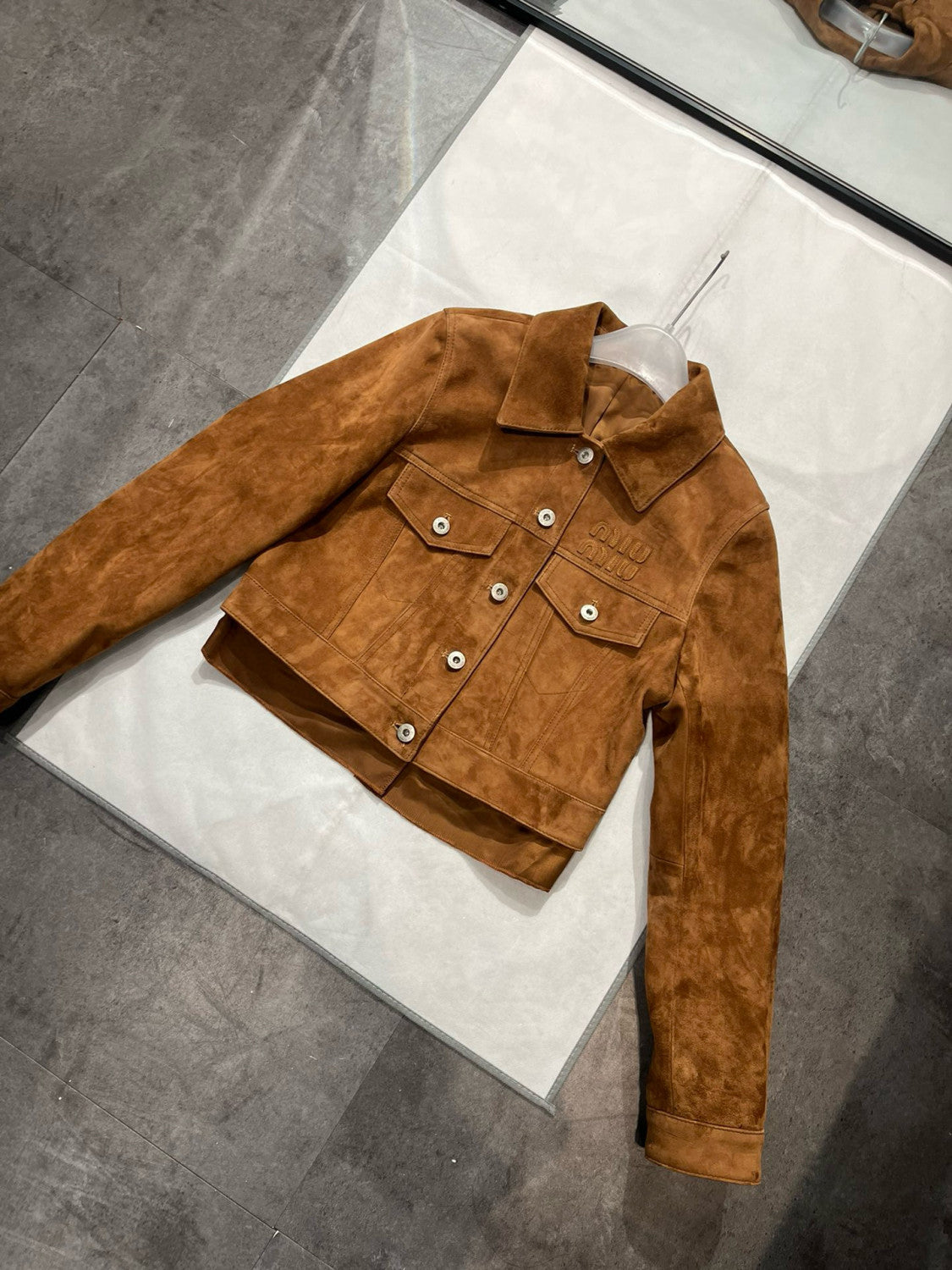 Women's Autumn and Winter Brown Letter Printed Lapel Single Breasted Short Long Sleeve Jacket #99295