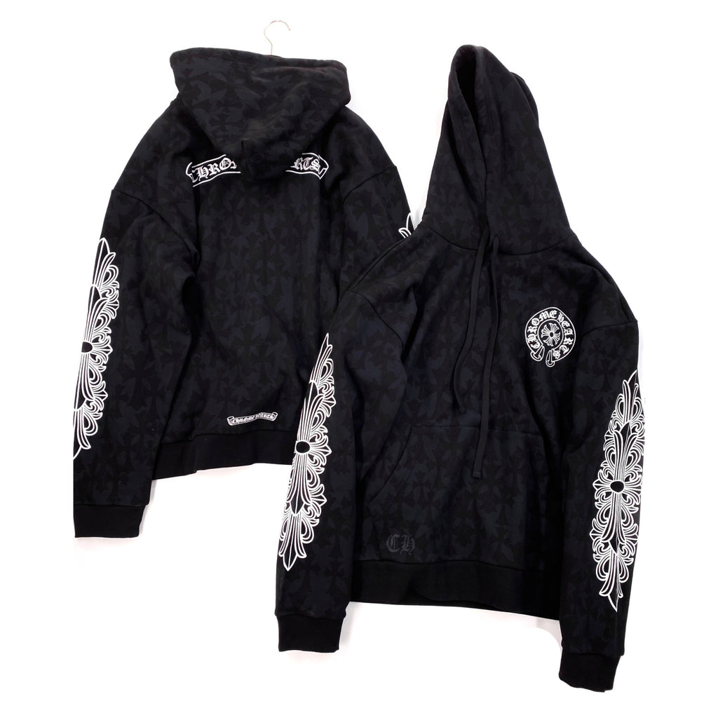 Men's Spring and Autumn Black Logo Printed Long Sleeve Hooded Sweatshirt Pullover #99846