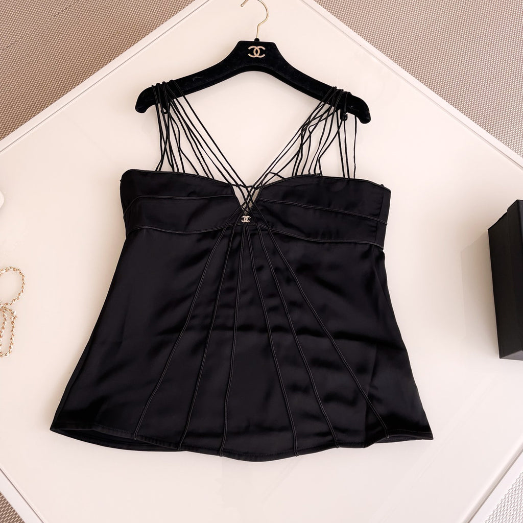 Women's Summer Solid Color Silhouette Strappy Camisole Tank Top #72354