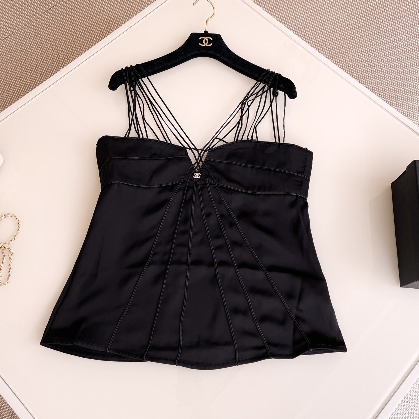 Women's Summer Solid Color Silhouette Strappy Camisole Tank Top #72354