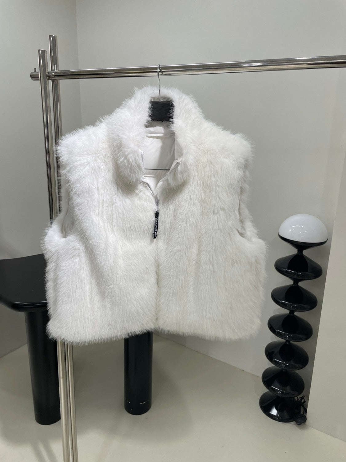 Women's Fall And Winter Nylon Fabric Double Sided Wear Fur Fabric Zipper Sleeveless Vest Jacket #74841