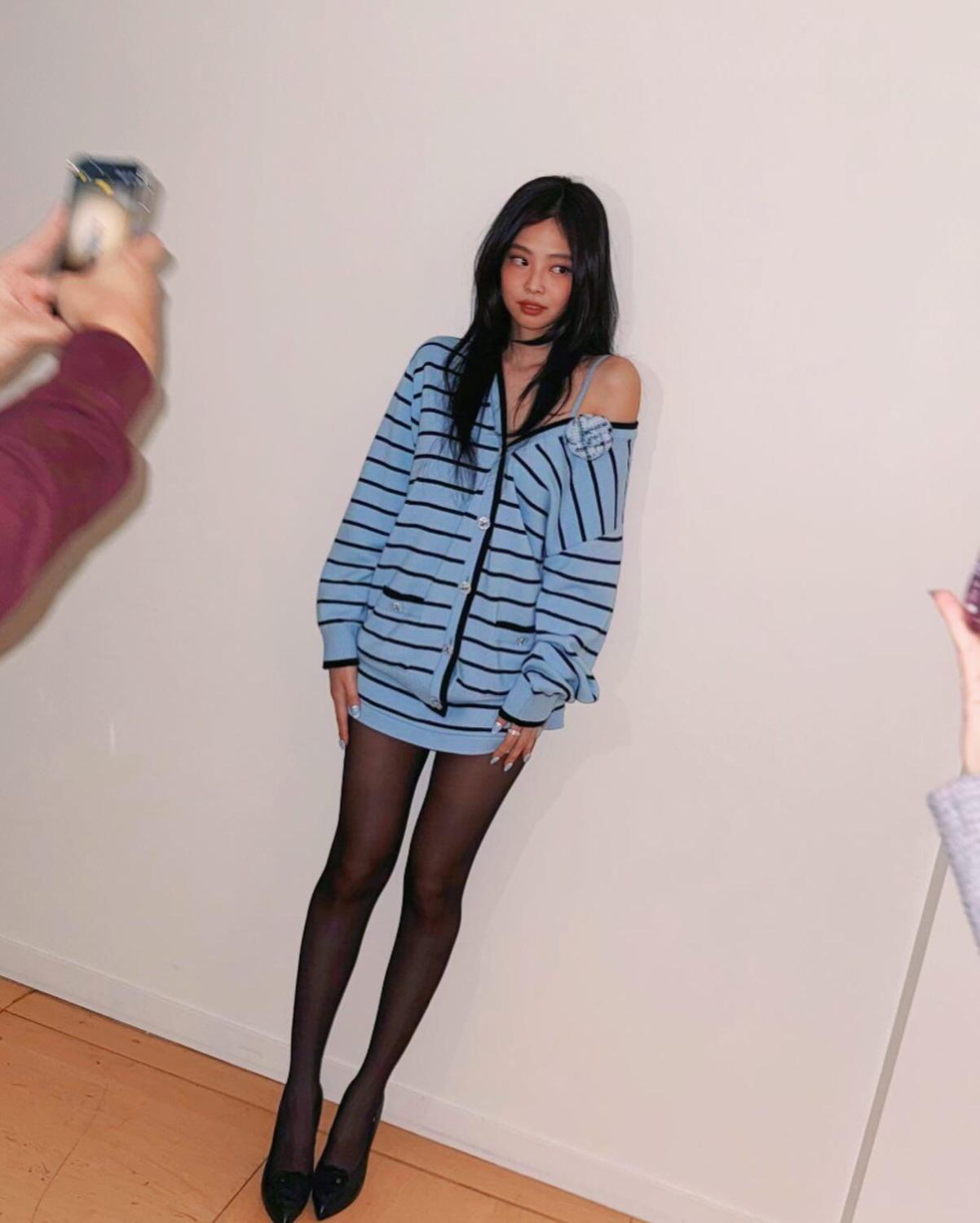 Women's Spring And Summer Blue Striped Knitted Trouser Skirt Fashion Short Slim Thin Comfortable Shorts Ngvp #1982