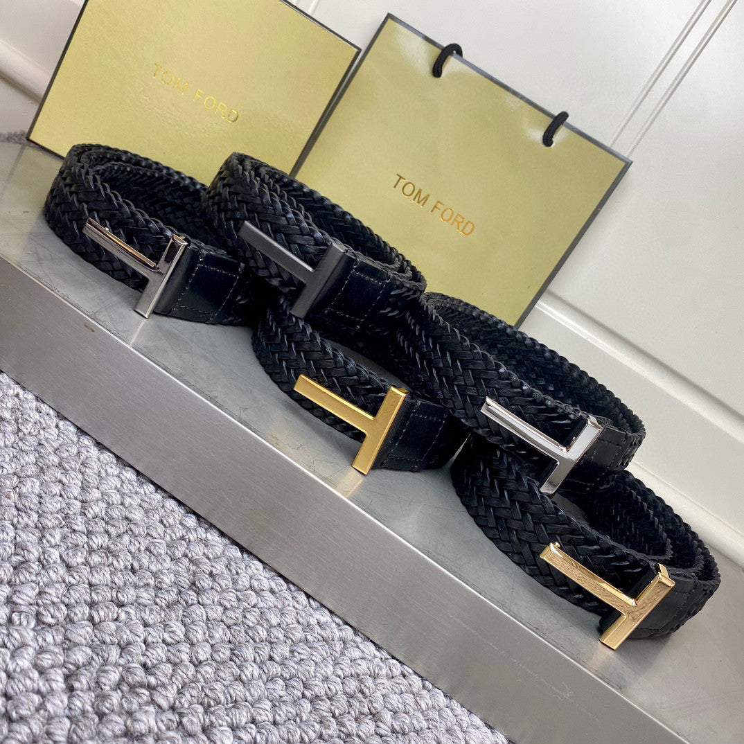 Men's Simple Braided Belt Width 4cm Ngvp #6214