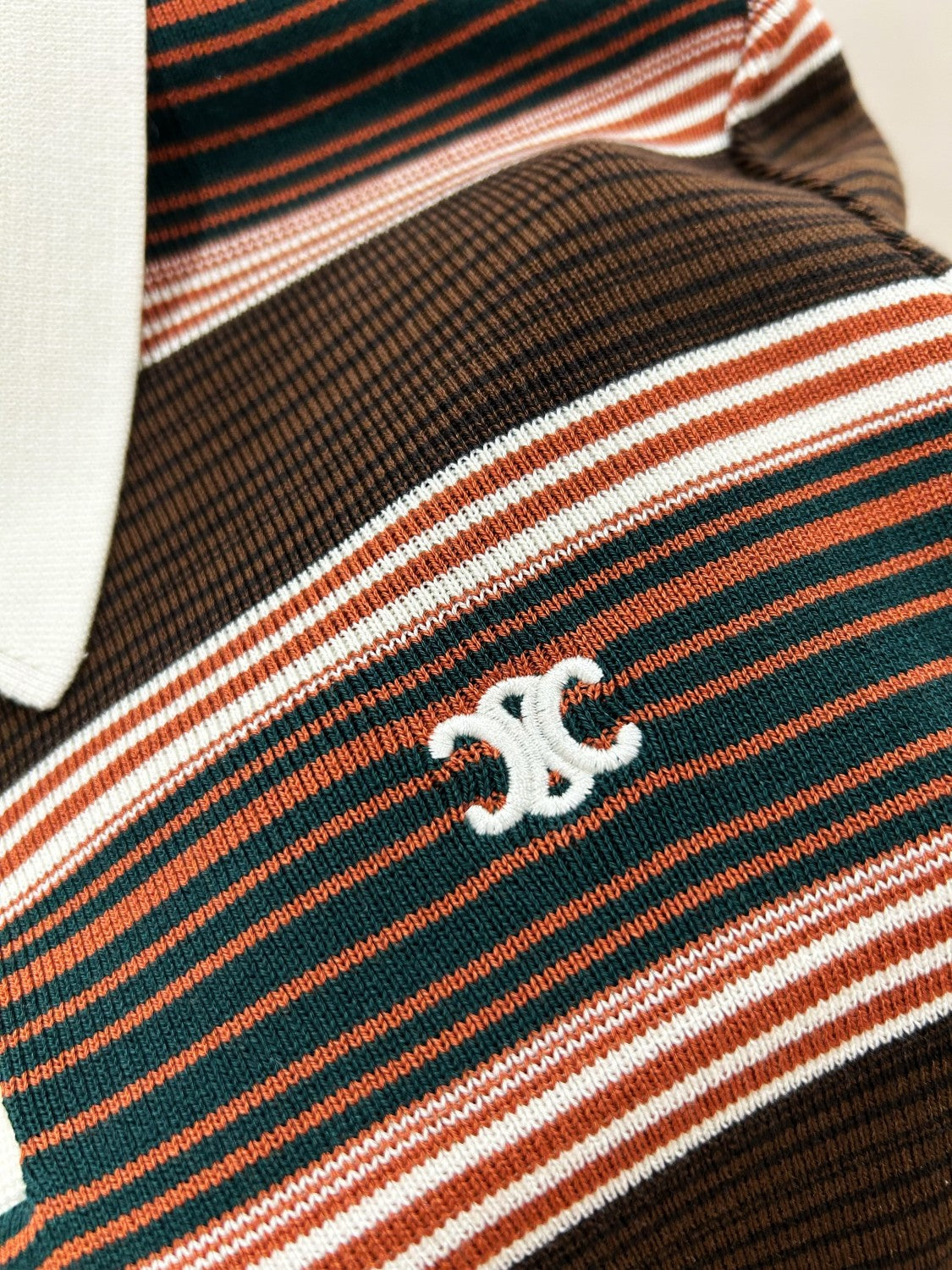 Women's Summer Striped Printed Knit Polo Neck Short Sleeve T-Shirt #75571