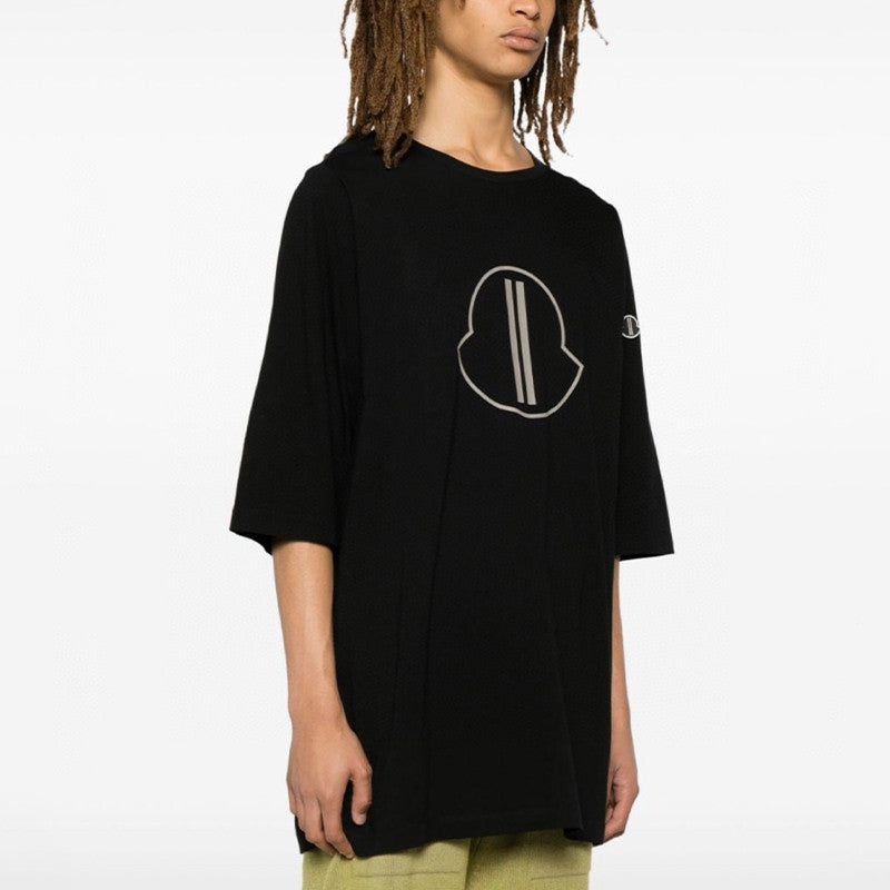 x Rick Owens Men's Summer Black Logo Print Loose Round Neck Short Sleeve T-Shirt #98317