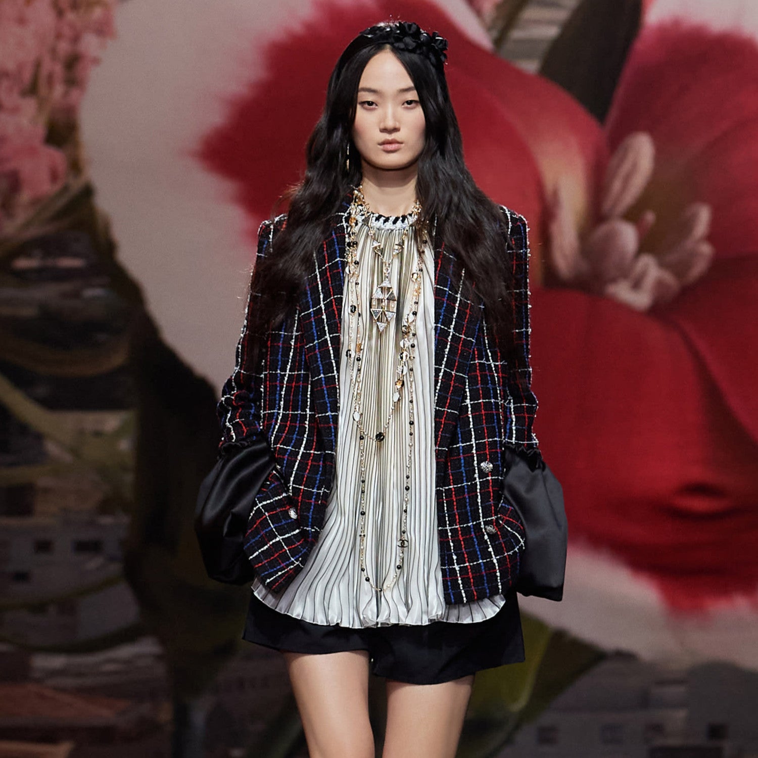 Women's Spring And Autumn Plaid Cotton Tweed Lapel Casual Fashion Long Sleeve Slim Tweed Jacket Ngvp #9127