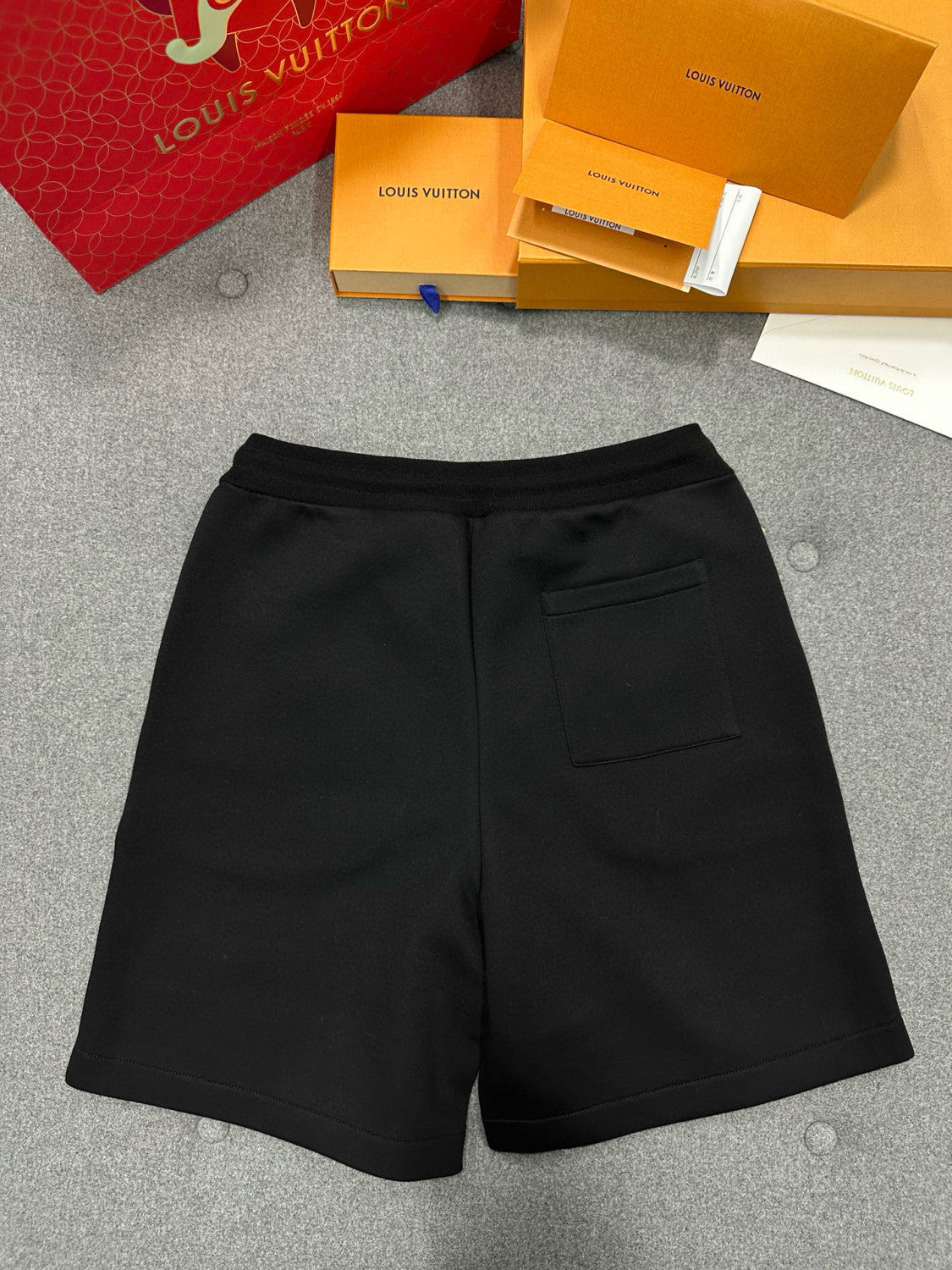 Men's Summer Black Embroidered Knit Fabric Casual Lace-Up Shorts Pants #98794