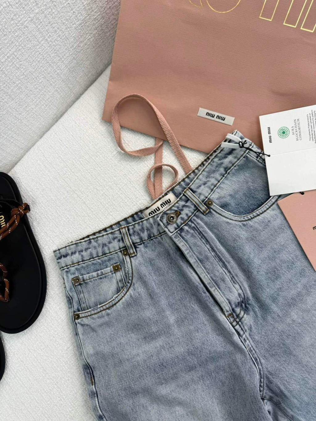 Women's Spring and Autumn Blue Letter Logo Embroidery Straight Jeans Pants #73416