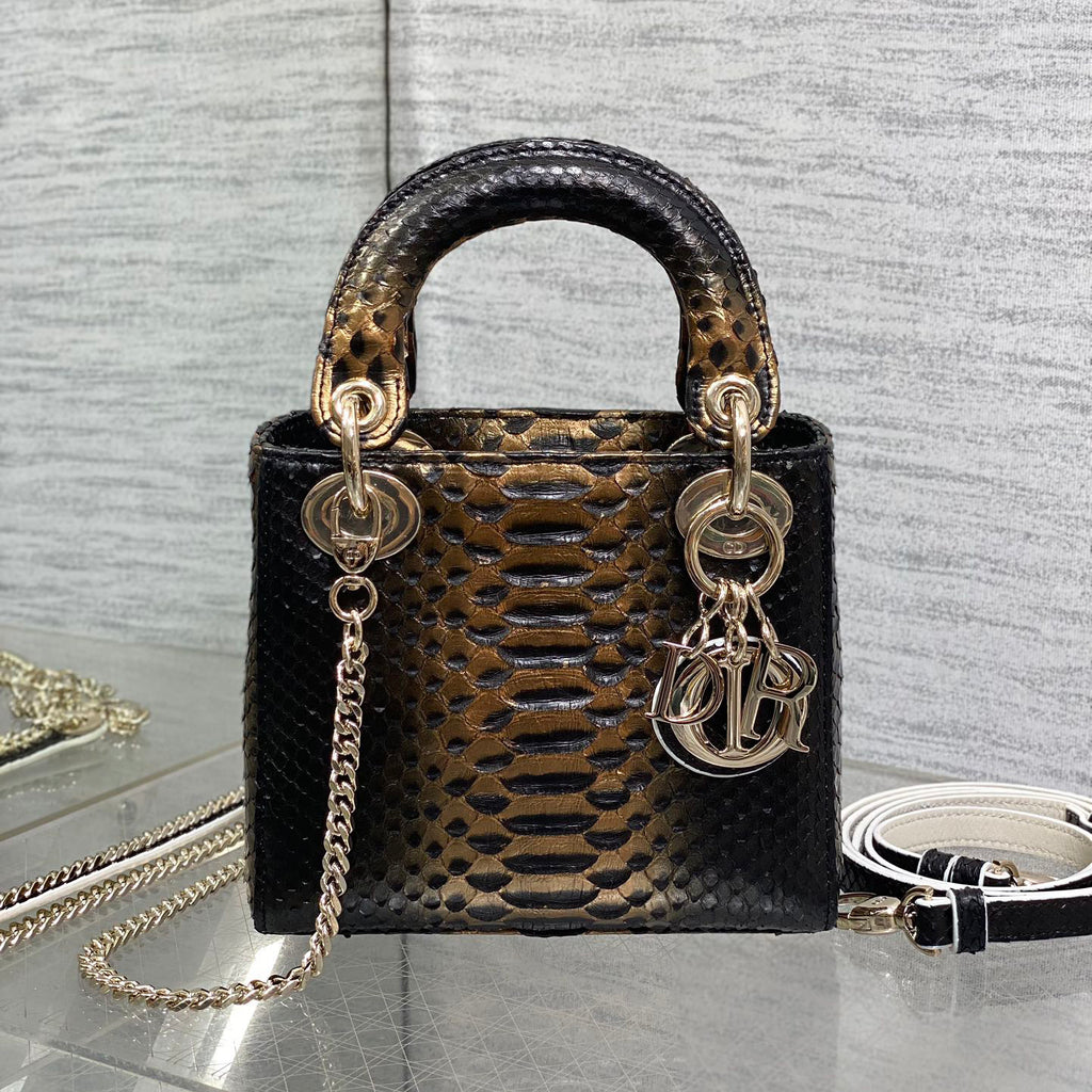 CD Lady Women's Solid Color Metal Pendant Detachable Chain Shoulder Strap Snake Skin Single Shoulder Crossbody Handbag Bag Bags #77722