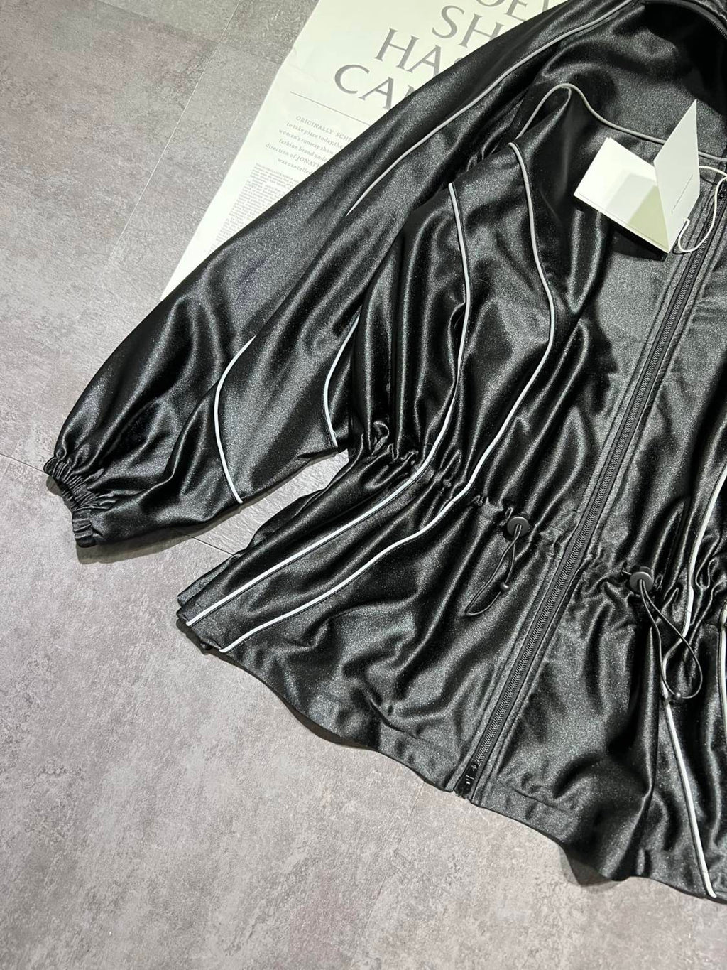 Women's Color-block fabric Bright trim Zippered dress Jacket #194224