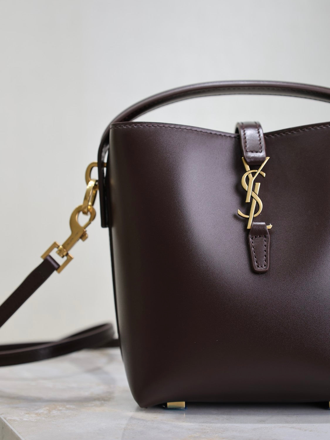 YS Women's LE 37 Logo Hook Buckle mini Small Glossy Solid Color Bucket Bag Suede Leather Handbags Casual Bags 7490362R20W9207 #81334