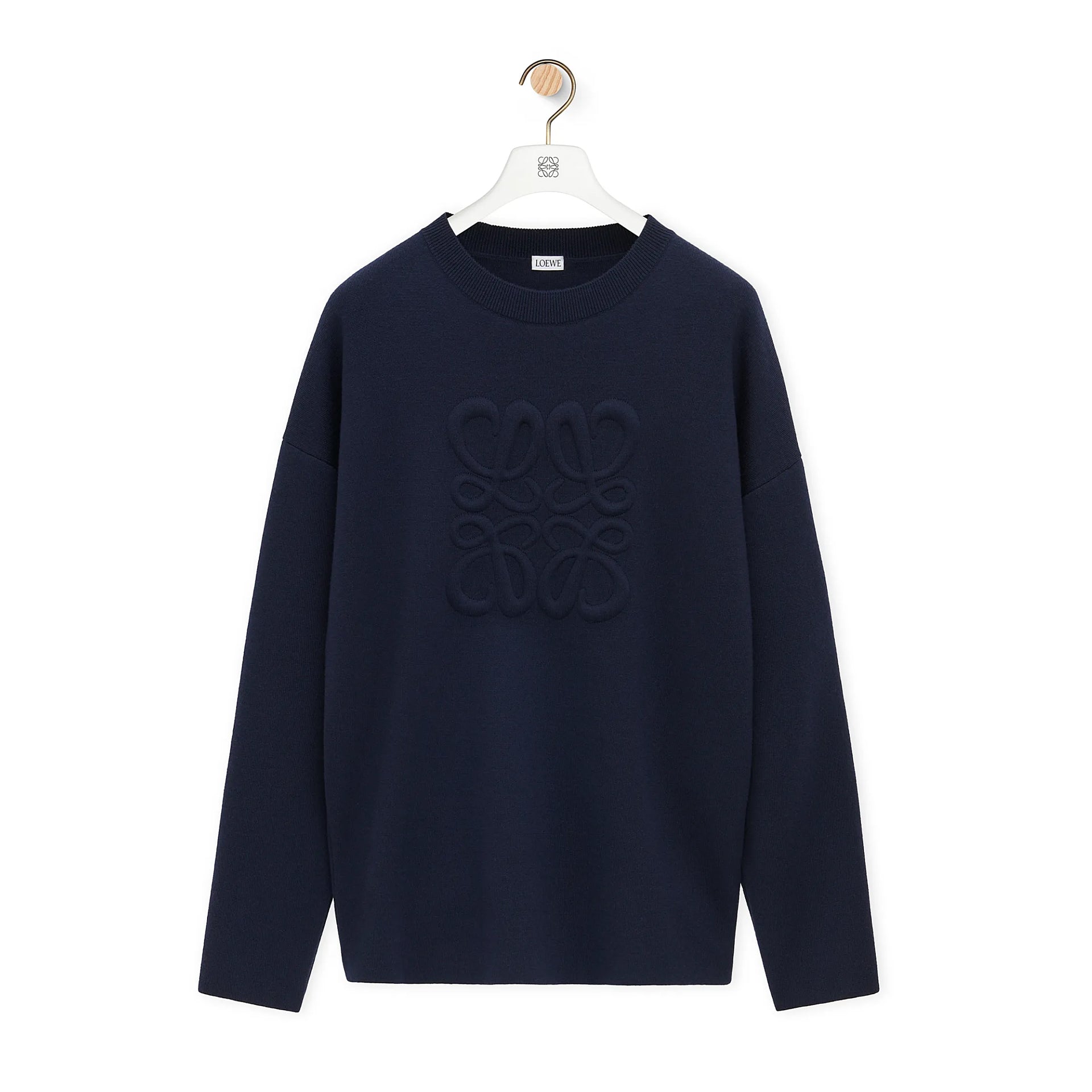Men's Spring. Autumn And Winter Solid Color Simple Logo Round Neck Long Sleeve Wool Anagram Sweater #71528