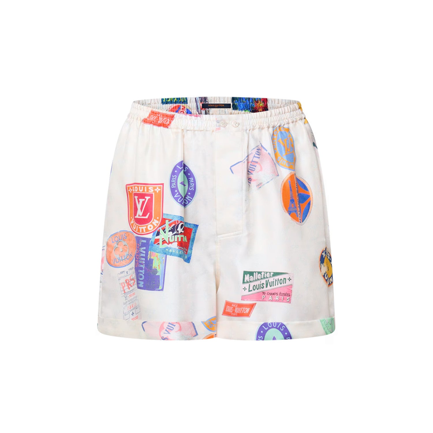 Women's Summer Solid Colour Badge Print Drawstring Casual Shorts #76992