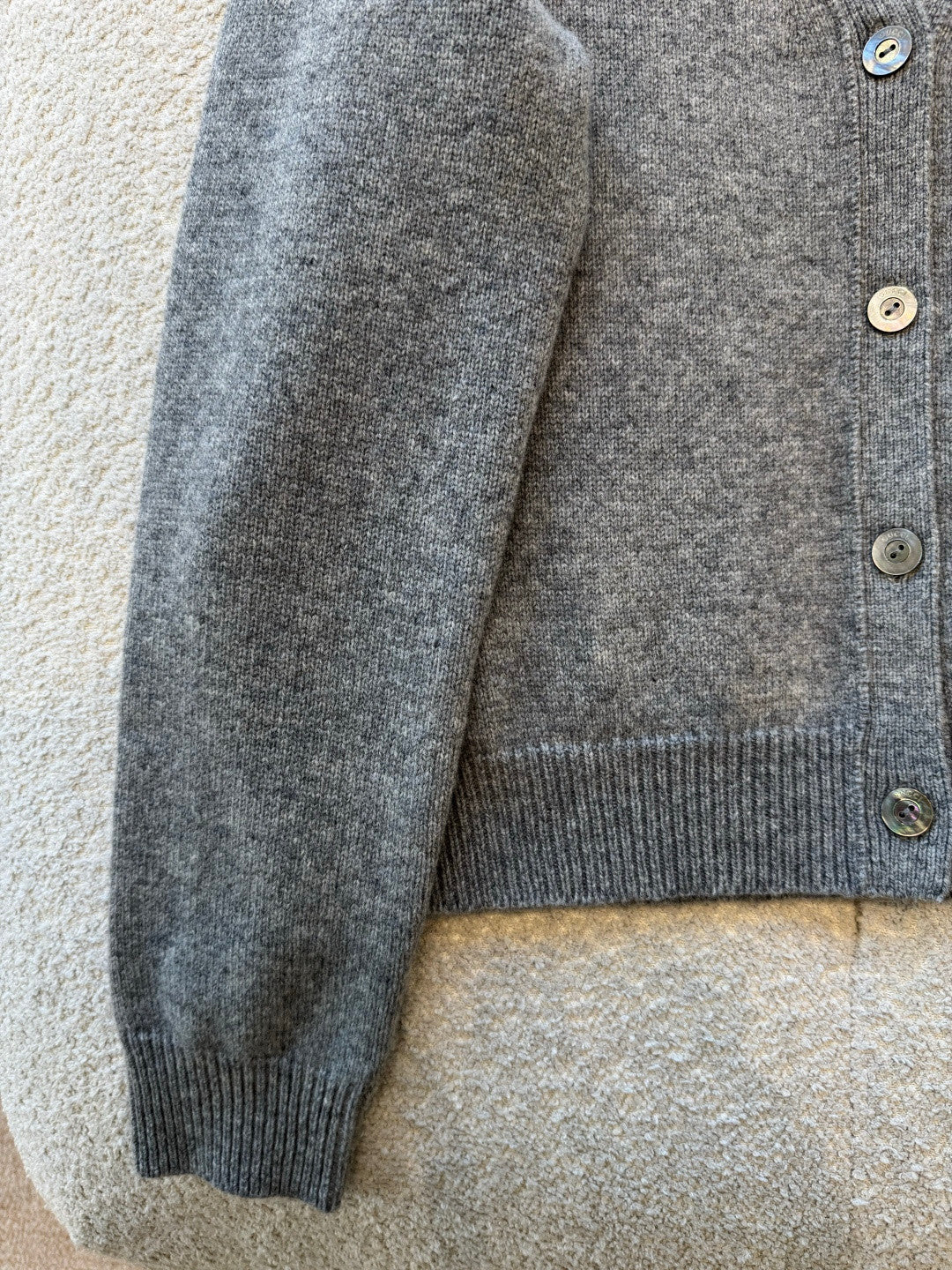 Women's Fall/Winter Chinese New Year Collection Embroidered Blend Cardigan V-Neck Single-Breasted Button-Down Gray Cardigan #194102