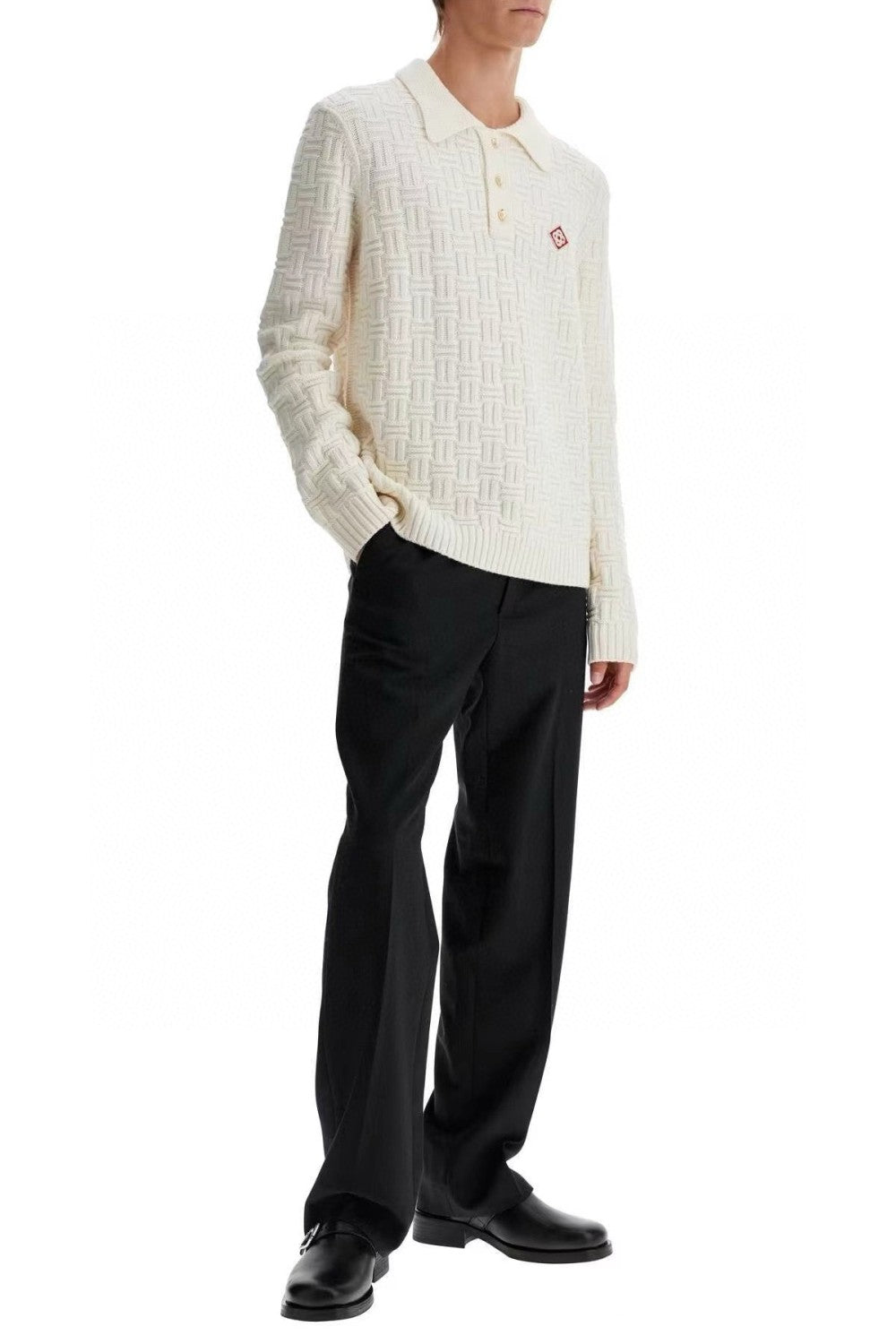 Men's Spring Spring Autumn Beige Cozy Pullover Wool Polo Neck Knit Long Sleeve Sweater #73574