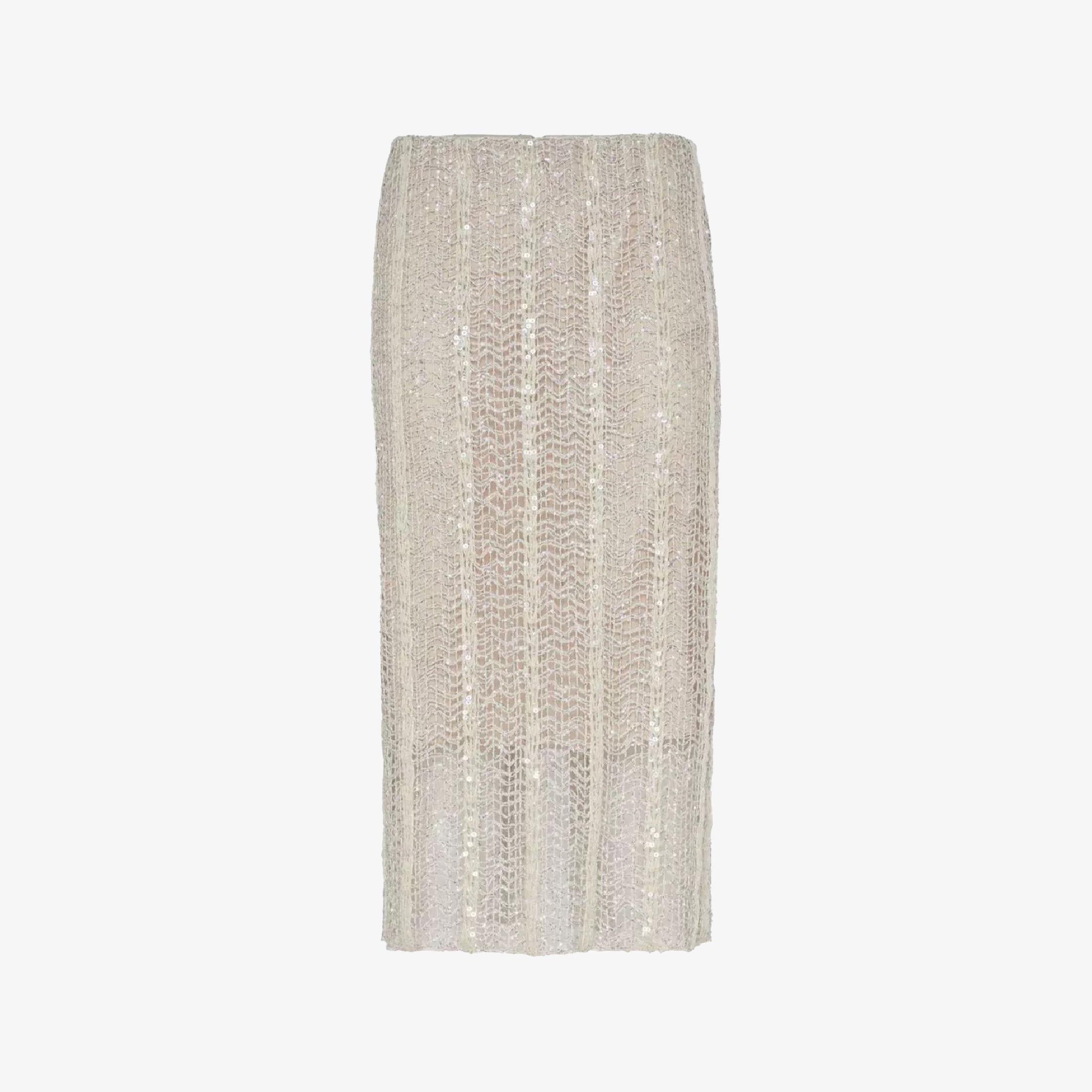 Women's Spring And Summer Shining Stripes Decoration Mesh Hole Embroidery T-shirt Half-body Skirt Set Fashion Casual Temperament Suit Set Ngvp #9129