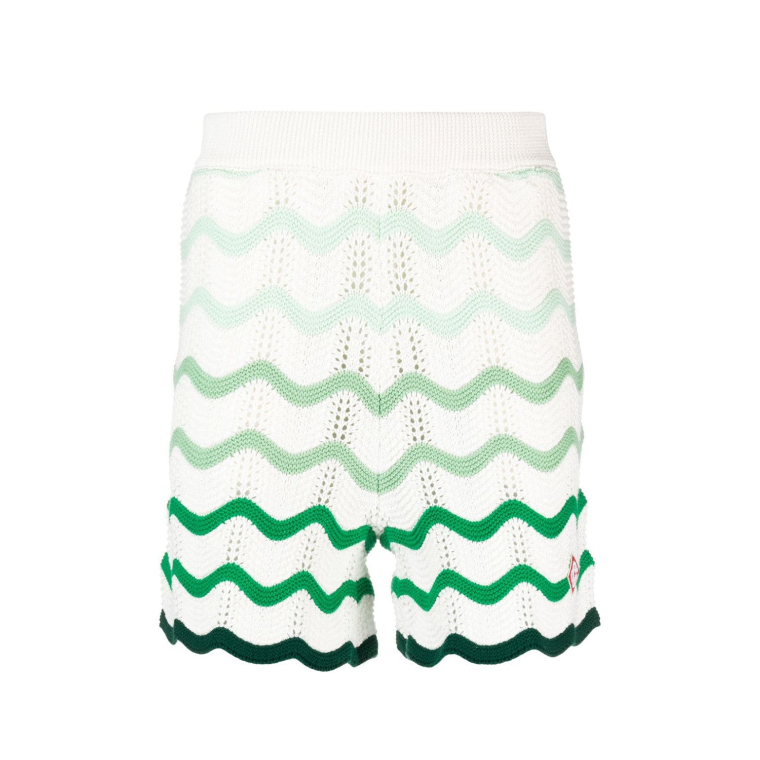 Men's Summer Wave Stripe Single Breasted Knit Short Sleeve Shirt Cotton Shorts Pants Suit Set #98831