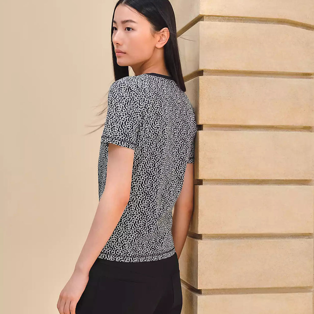 Women's Naoussa Chaine Slim Fit T-Shirt Graphic Print Colorblocking Fashion Casual Top #71353