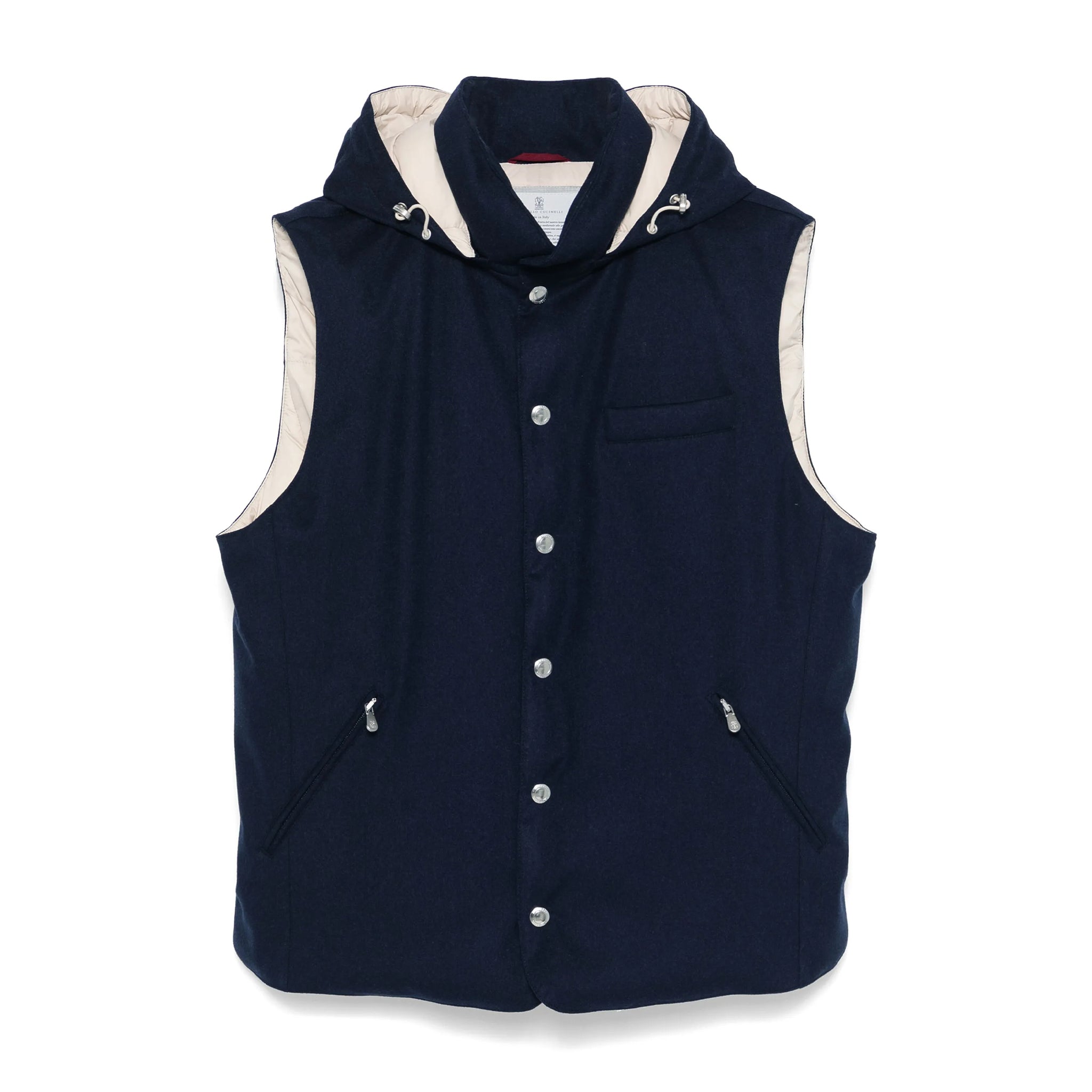 BC Men's Spring/Autumn Detachable Hooded Solid Color Single-Breasted Bonded Wool Flannel Down Vest Ngvp #2293