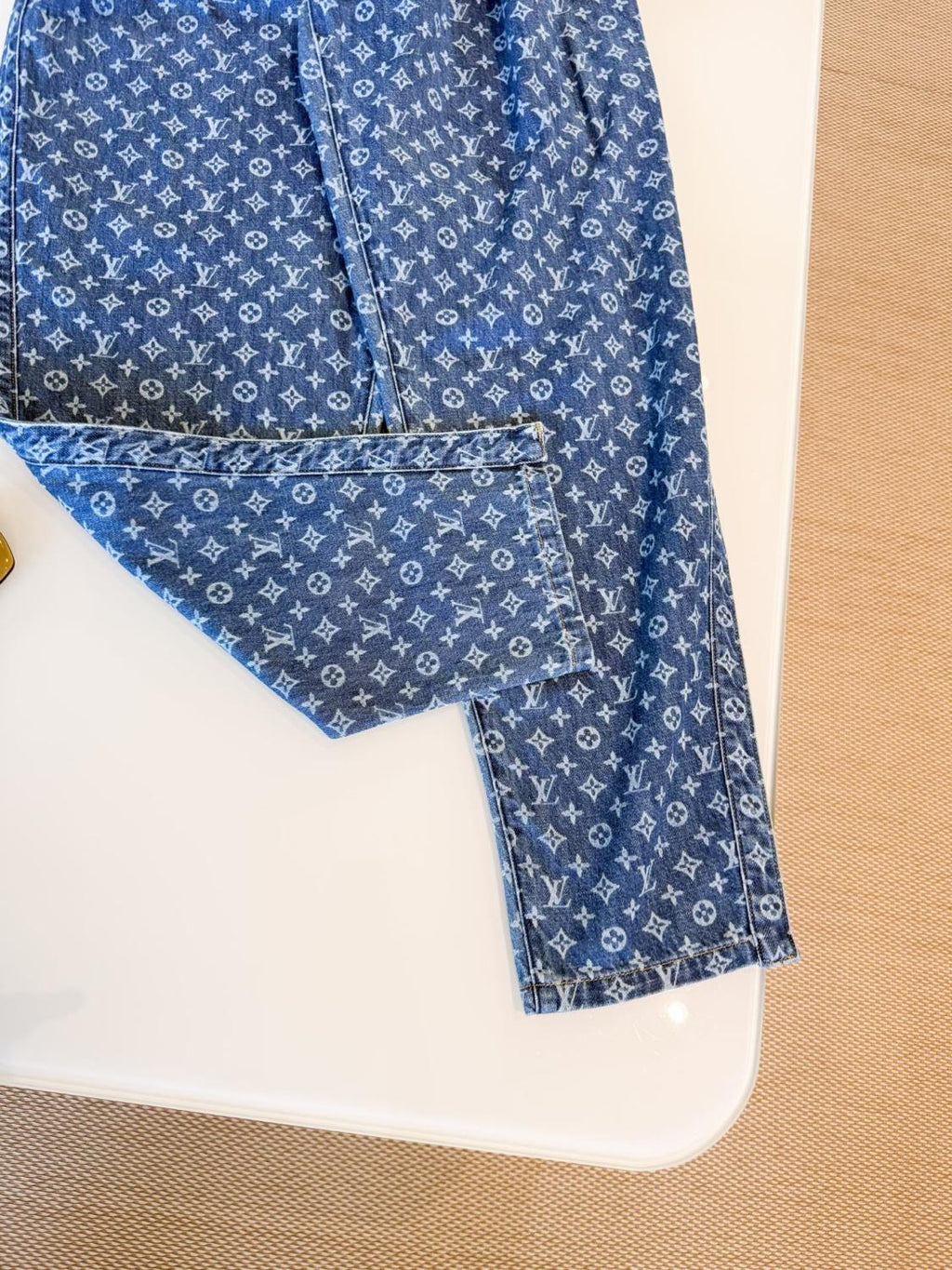 Monogram Jeans Women's Luxury Elastic Waist Drawstring Straight Jeans Fashion Temperament Trend Denim Pants  #81451