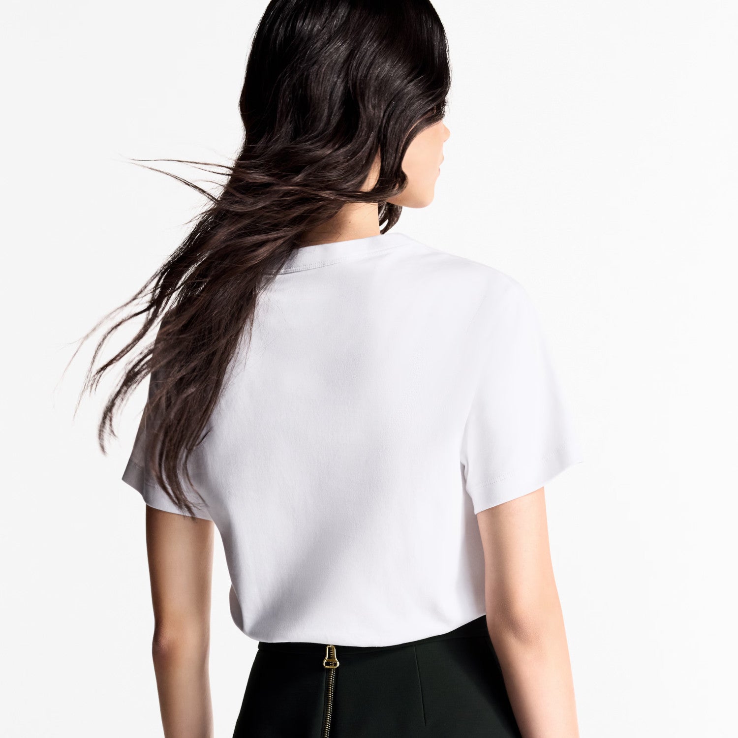 Women's LV STAMP Top Summer Cotton Knit Round Neck Short Sleeve T-Shirt #76215