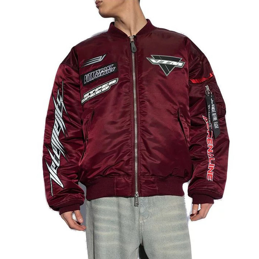 Vetements Men's Autumn And Winter Racing Suit Warm Air Force Jacket High Street Zipper Jacket Colorblocking Fashion Jacket Ngvp #8782