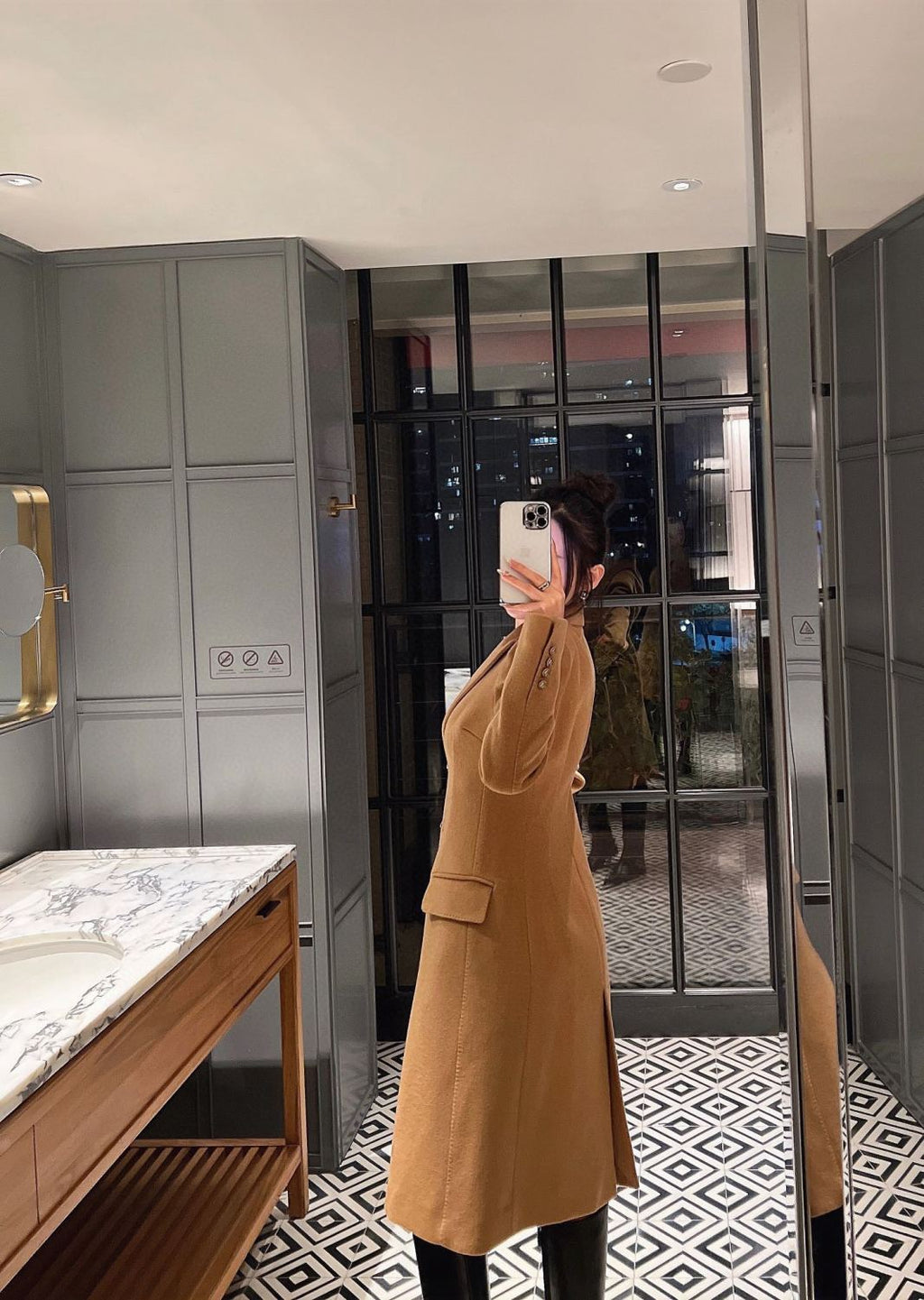 Women's Autumn And Winter Solid Color Wool Single Breasted Medium Length Long Sleeve Coat Ngvp #8955