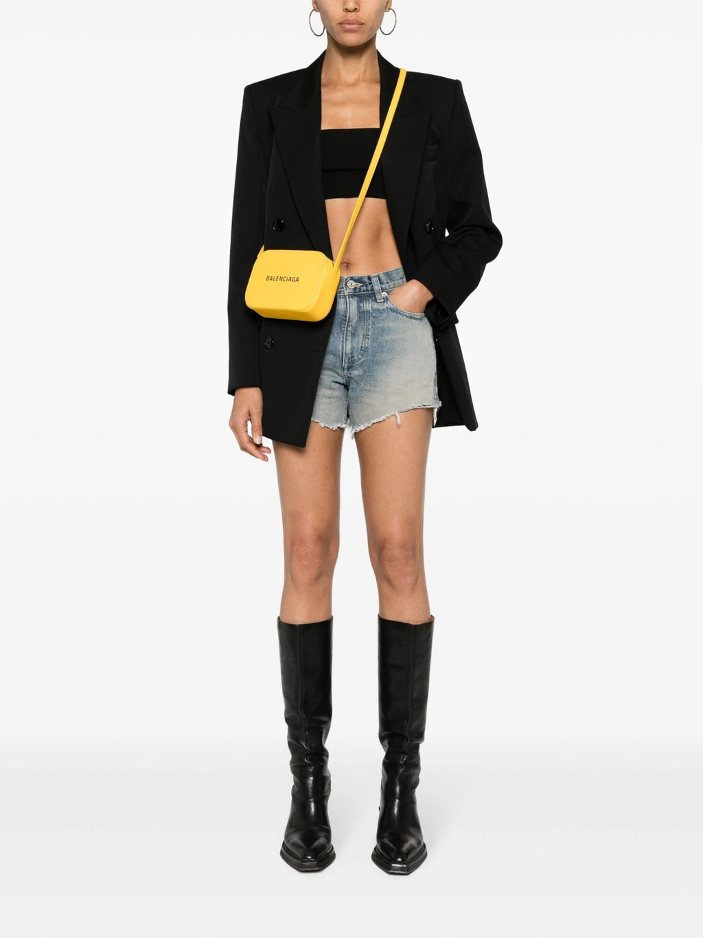 Women's Summer Washed Raw Edge Distressed High Street Blue Mid Waist Denim Mini Shorts Ngvp #8826