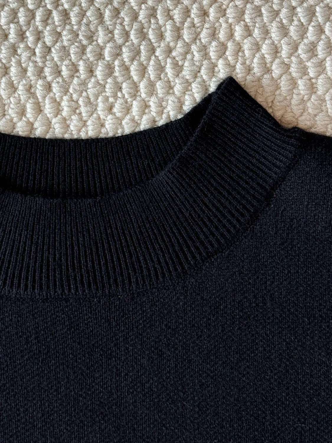 Men's Spring and Autumn Solid Color Logo Printed Round Neck Pullover Regular Fit Long Sleeve Sweater #74275