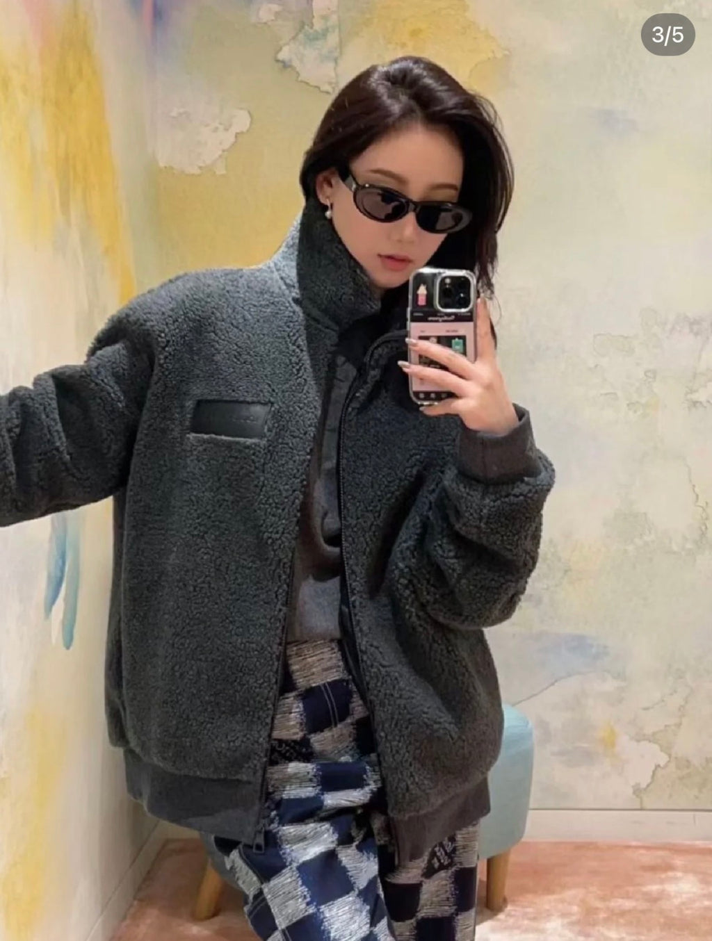 Men's Spring & Autumn Solid Color Logo Jacquard Suede Drawstring Zipper Long Sleeve Jacket #71471