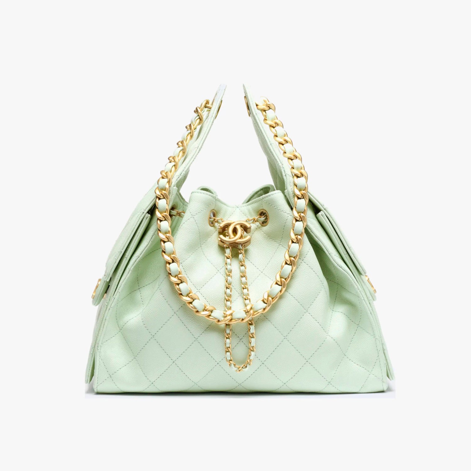 Women's Classic Double C Logo Solid Color Cowhide & Leather Tote Shoulder Bag Bags #77512