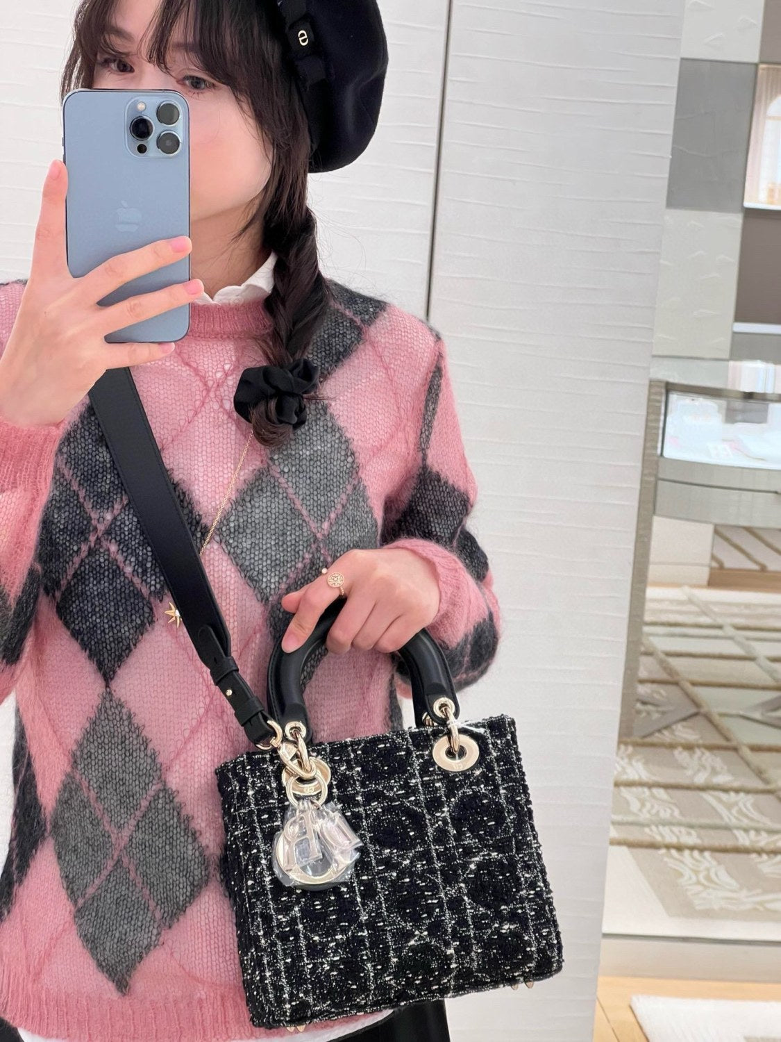 Women's Spring & Autumn Mohair Colorblocking Embroidery Round Neck Long Sleeve Fitted Knitted Sweater Ngvp 9752