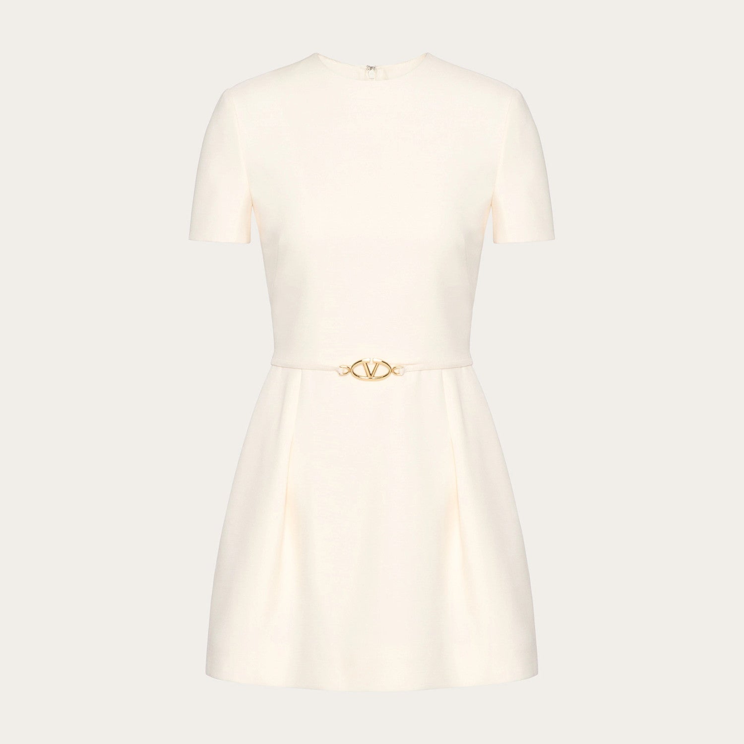 Women's Summer Solid Color Logo Logo High Waist Slim Wool Short Sleeve Dresses #73356