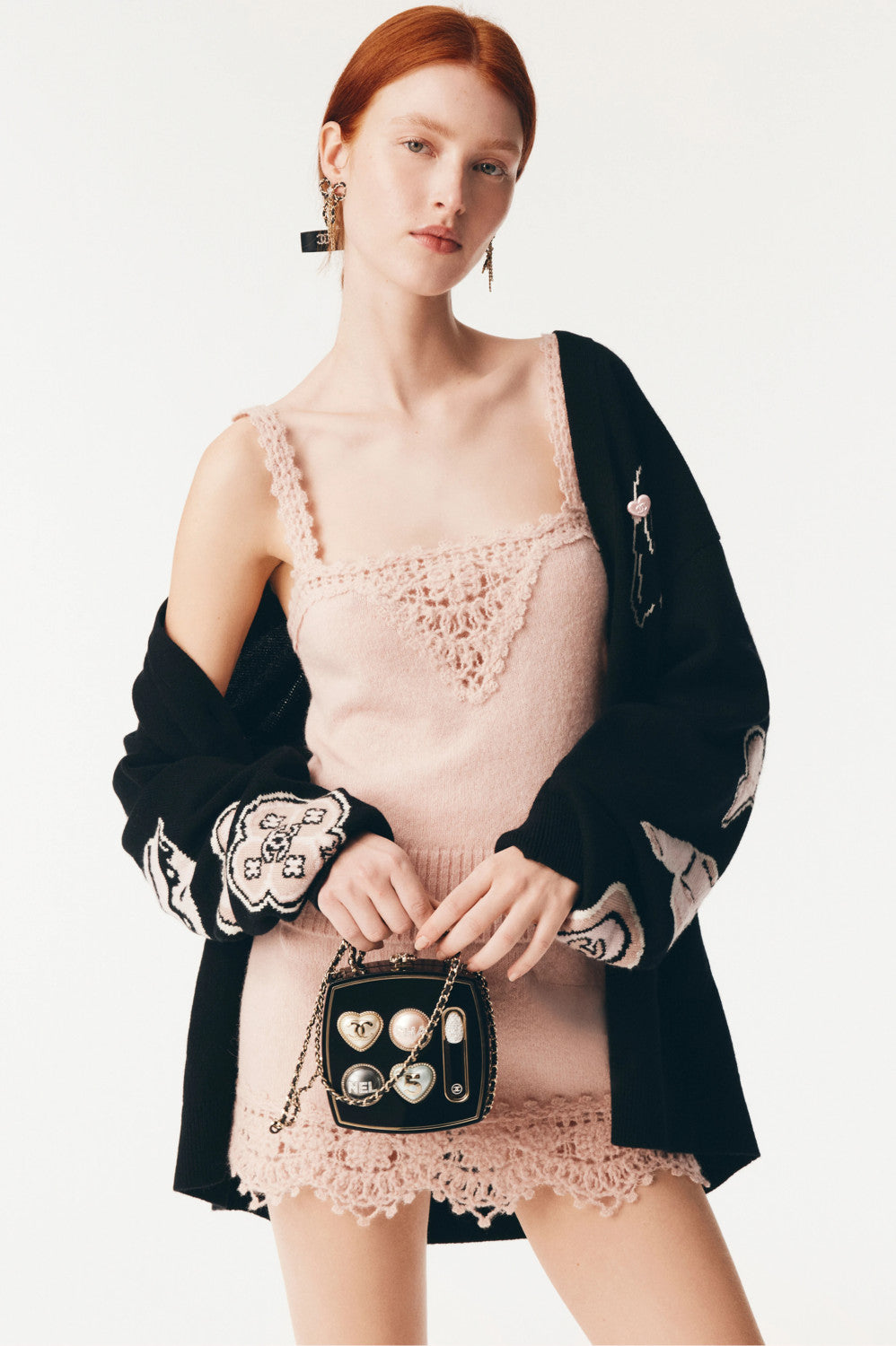 Women's Fall And Winter Jacquard Knit Pattern Cardigan Sweater Single-breasted Temperament Elegant Black Cardigan Jacket #81446