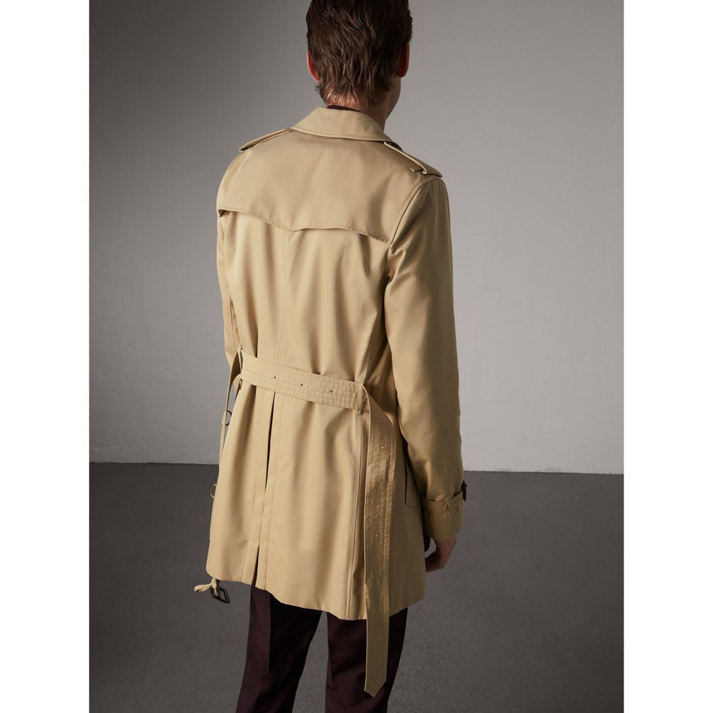 Men's Spring and Autumn Solid Color Double Breasted Mid-Length Waist Trench Coat Jacket #72856