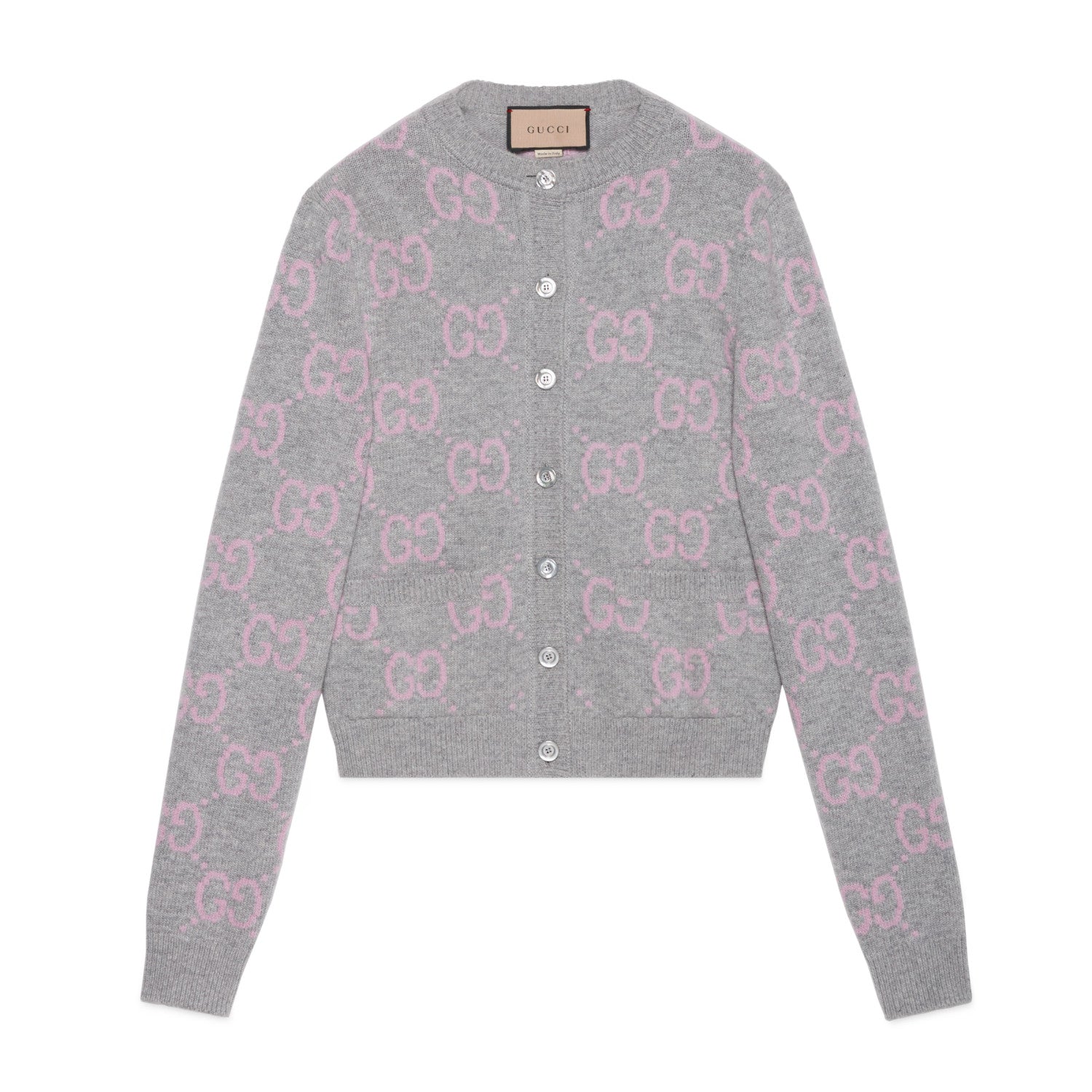 Women's Fall And Winter Double G Knit Round Neck Single Breasted Long Sleeved Jacket Sweater #73276