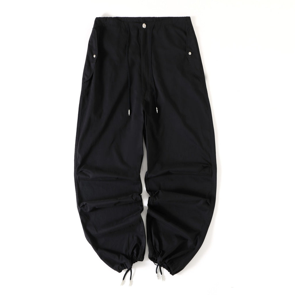 Men's Women's Spring And Summer Solid Color Wide Leg Loose Pants Drawstring Metal Button Retro High Street Casual Pants Ngvp #8294