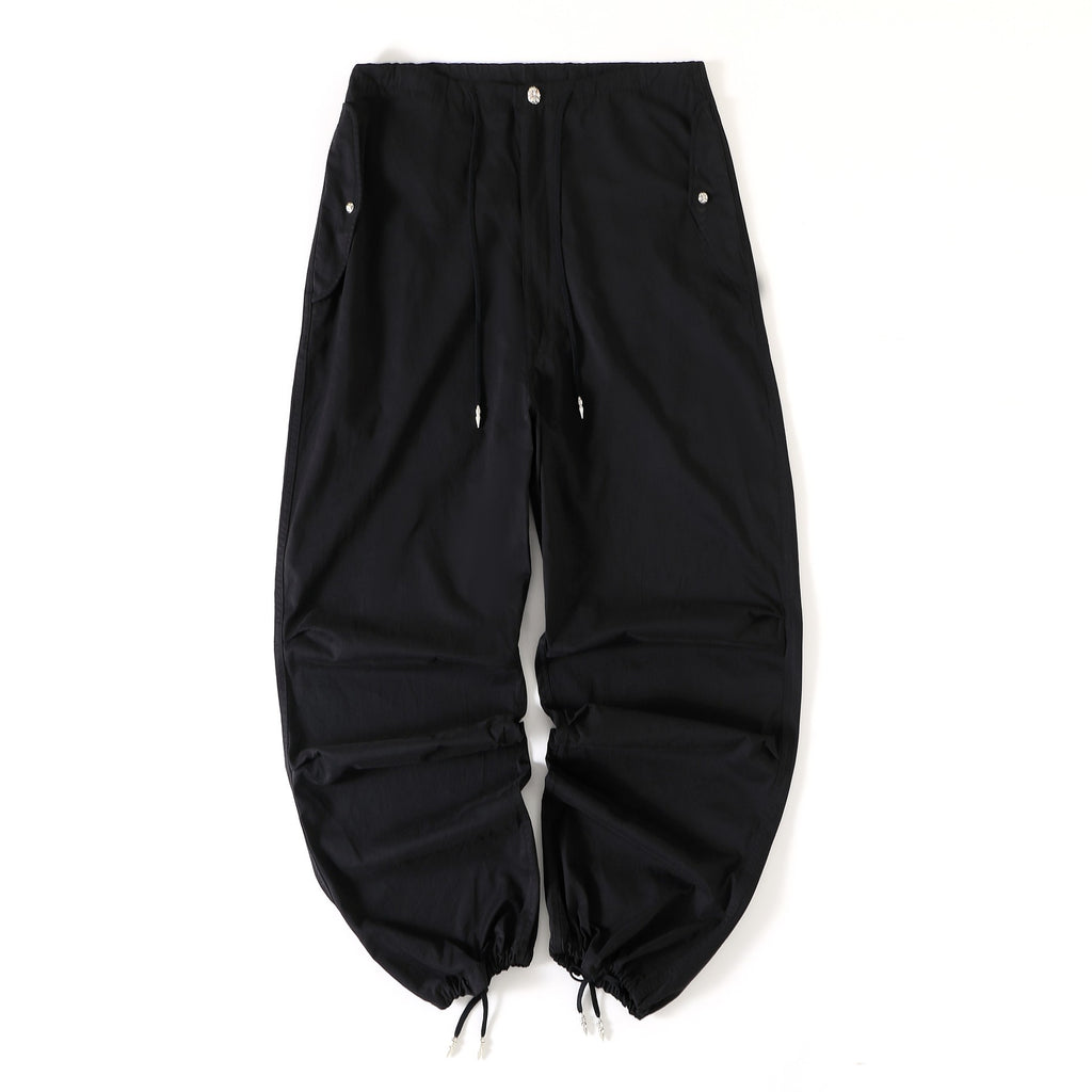 Men's Women's Spring And Summer Solid Color Wide Leg Loose Pants Drawstring Metal Button Retro High Street Casual Pants Ngvp #8294